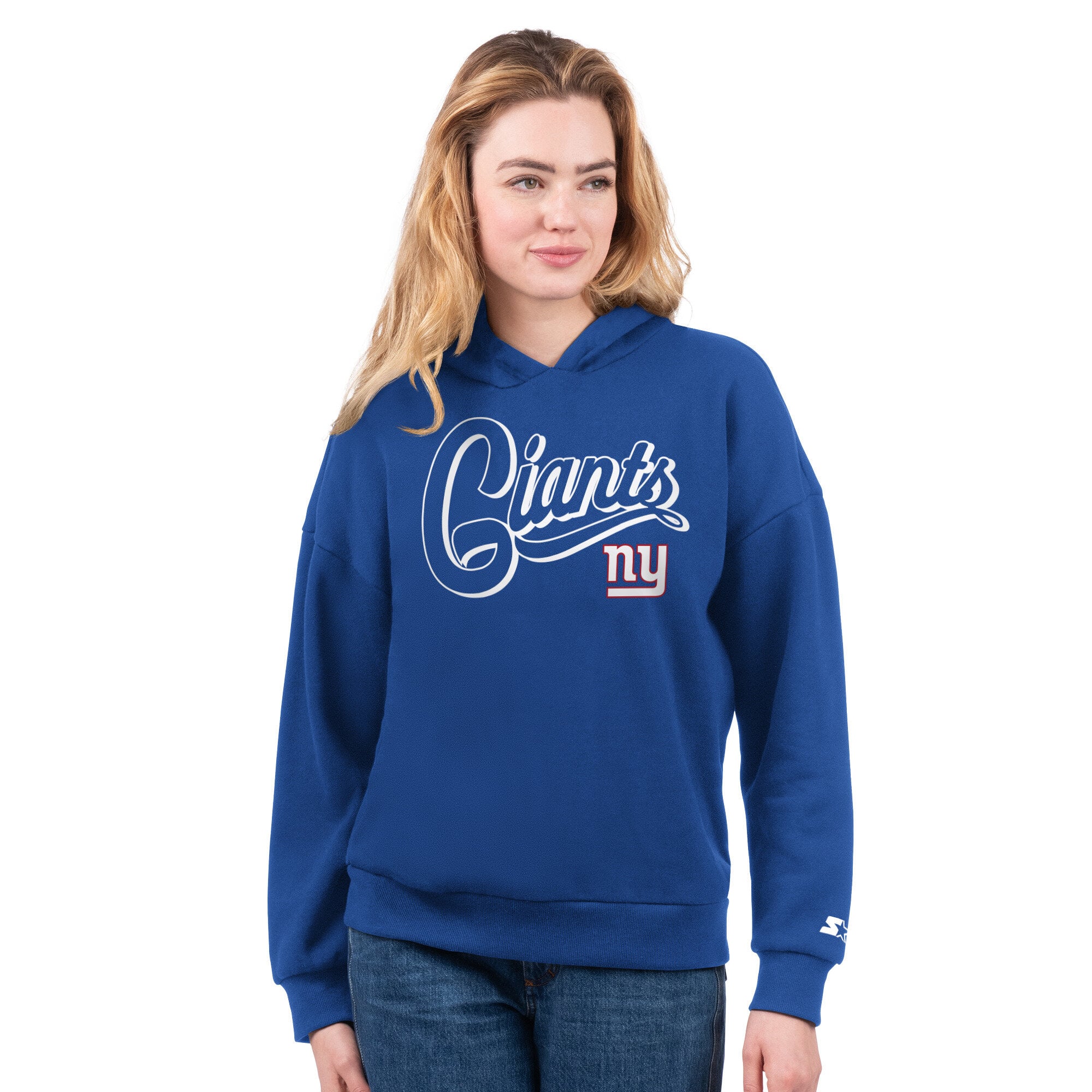 Ensemble sweat à capuche et t-shirt Starter rouge/bleu royal pour femme, New York Giants