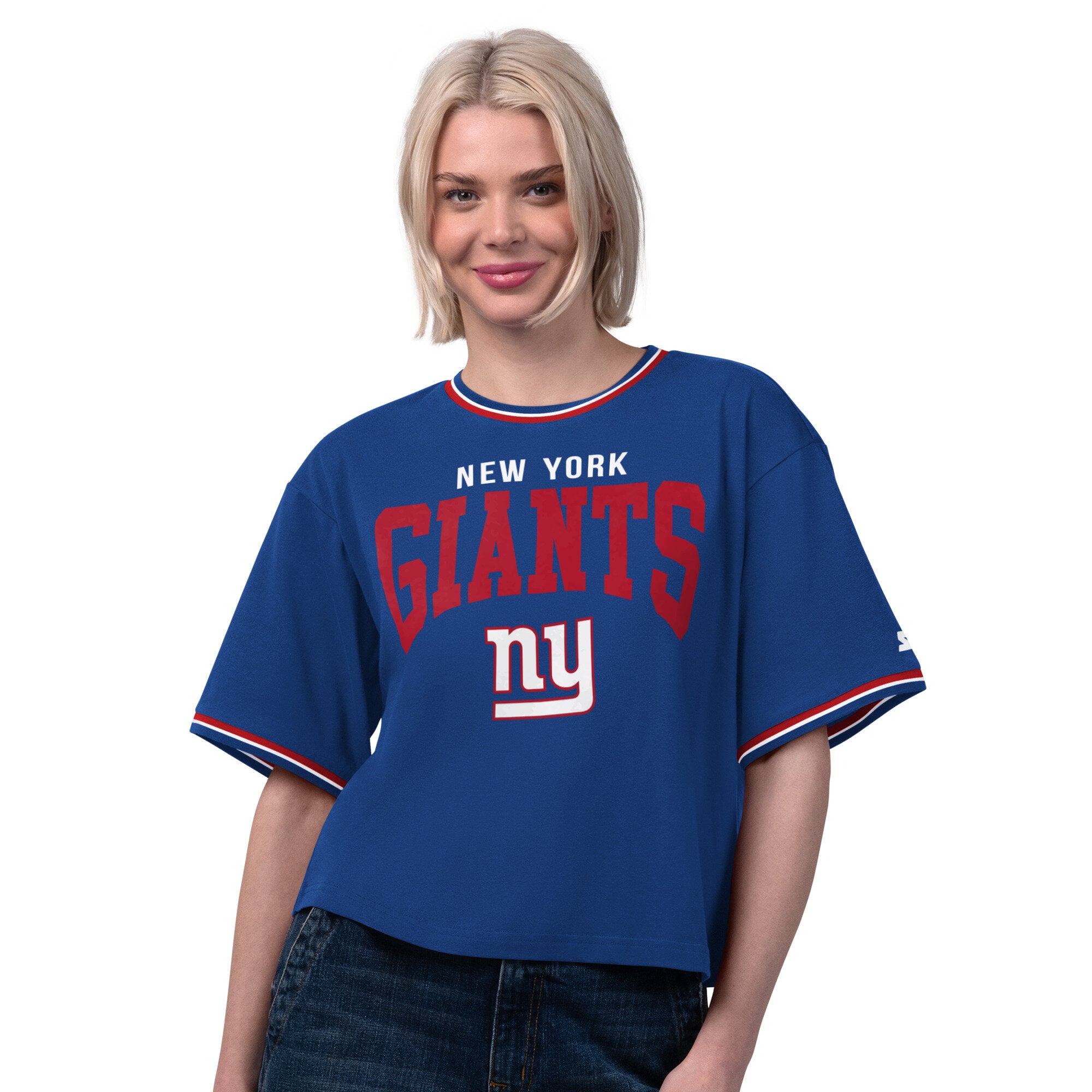 T-shirt court Starter Royal New York Giants Ace pour femme