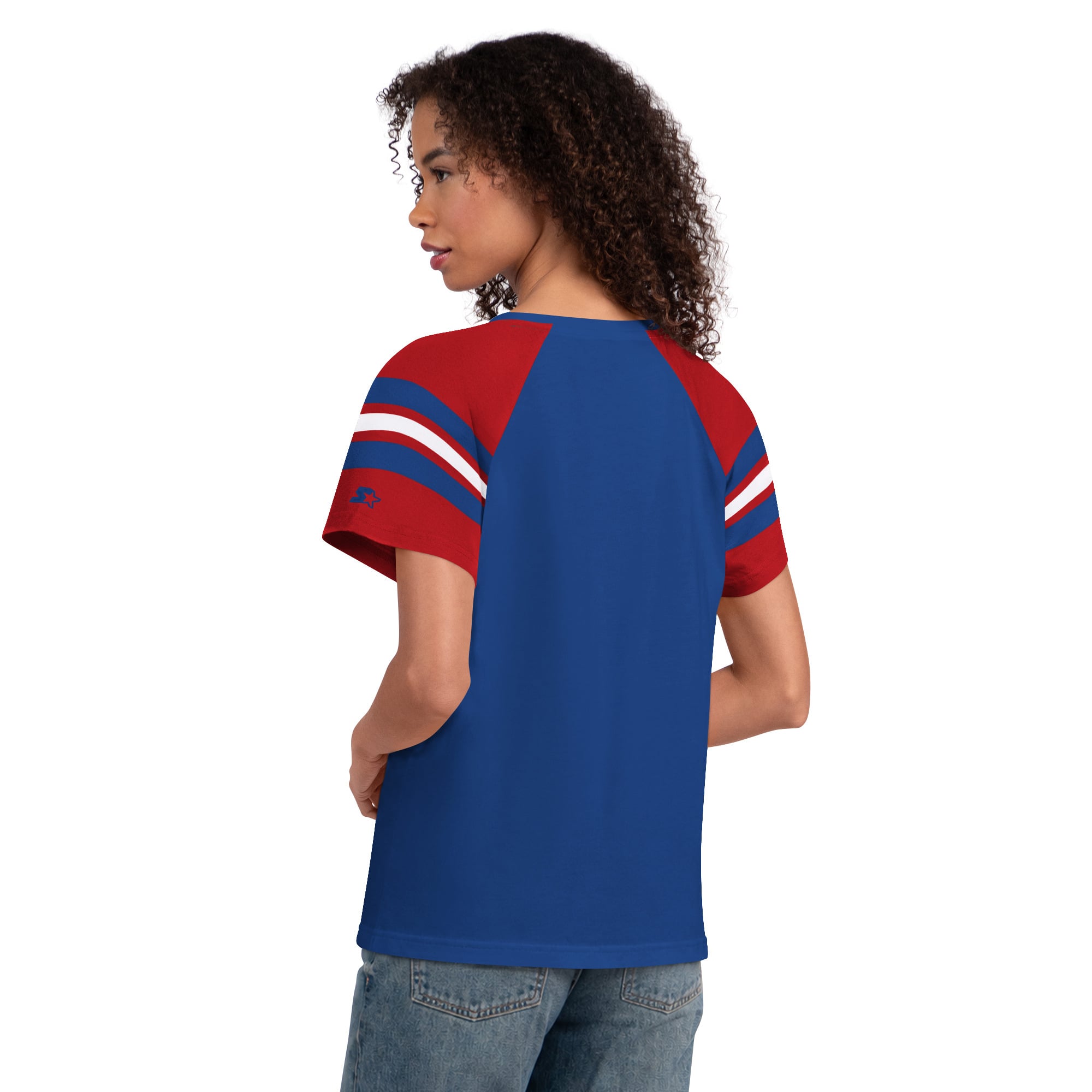 Women's Starter Royal New York Giants Game On Notch Neck Raglan T-Shirt