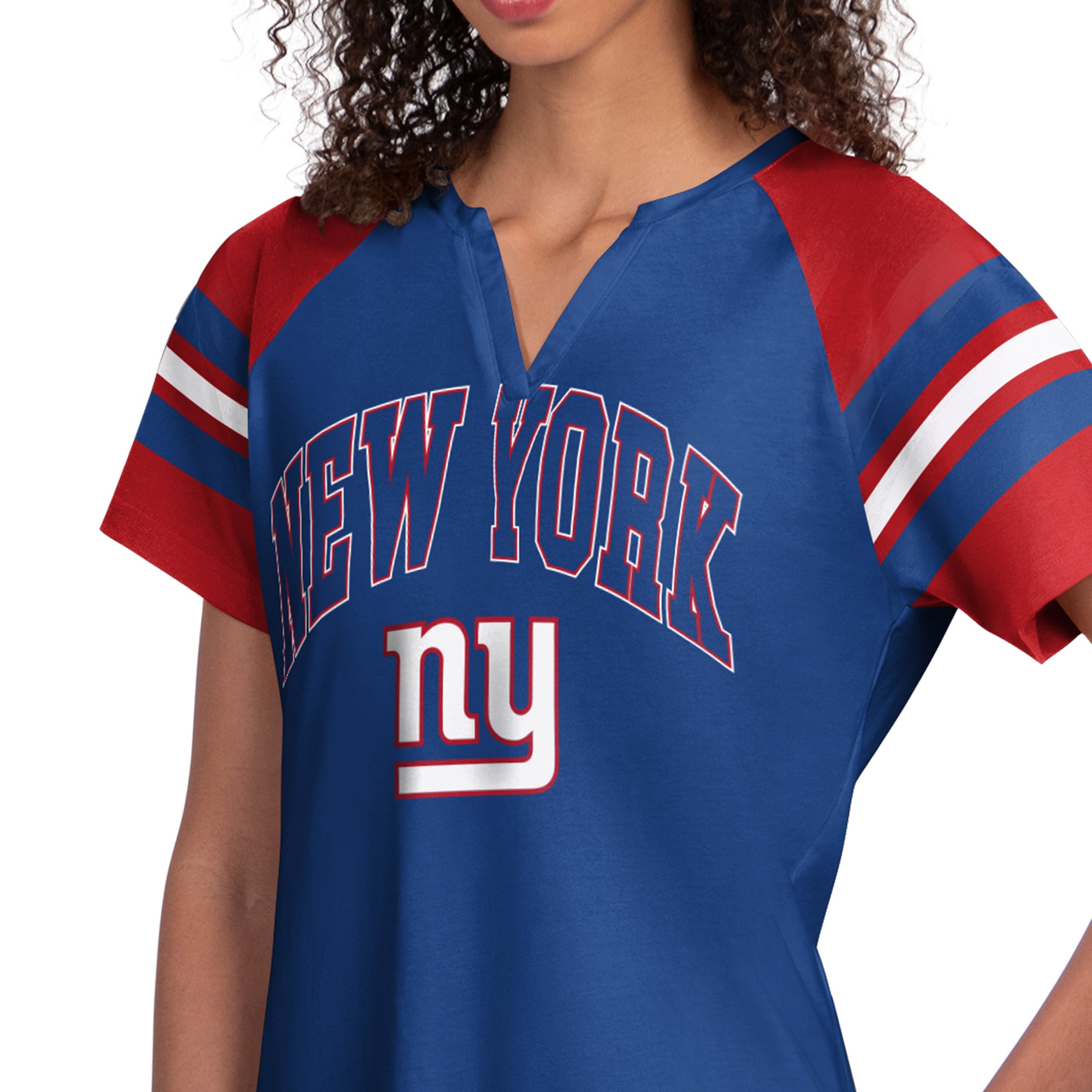 Women's Starter Royal New York Giants Game On Notch Neck Raglan T-Shirt