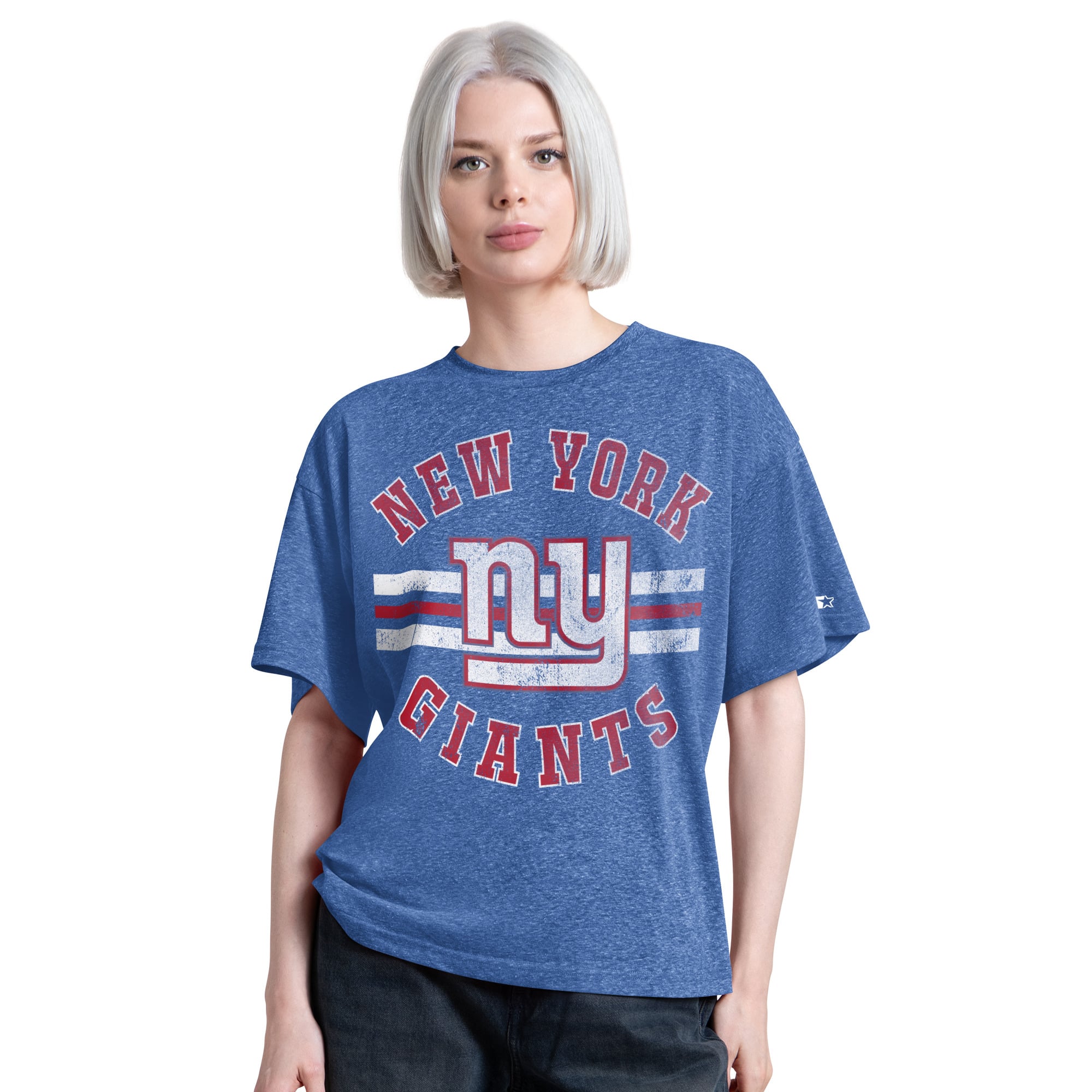 T-shirt Starter Royal New York Giants Jump Shot Boyfriend Tri-Blend pour femme
