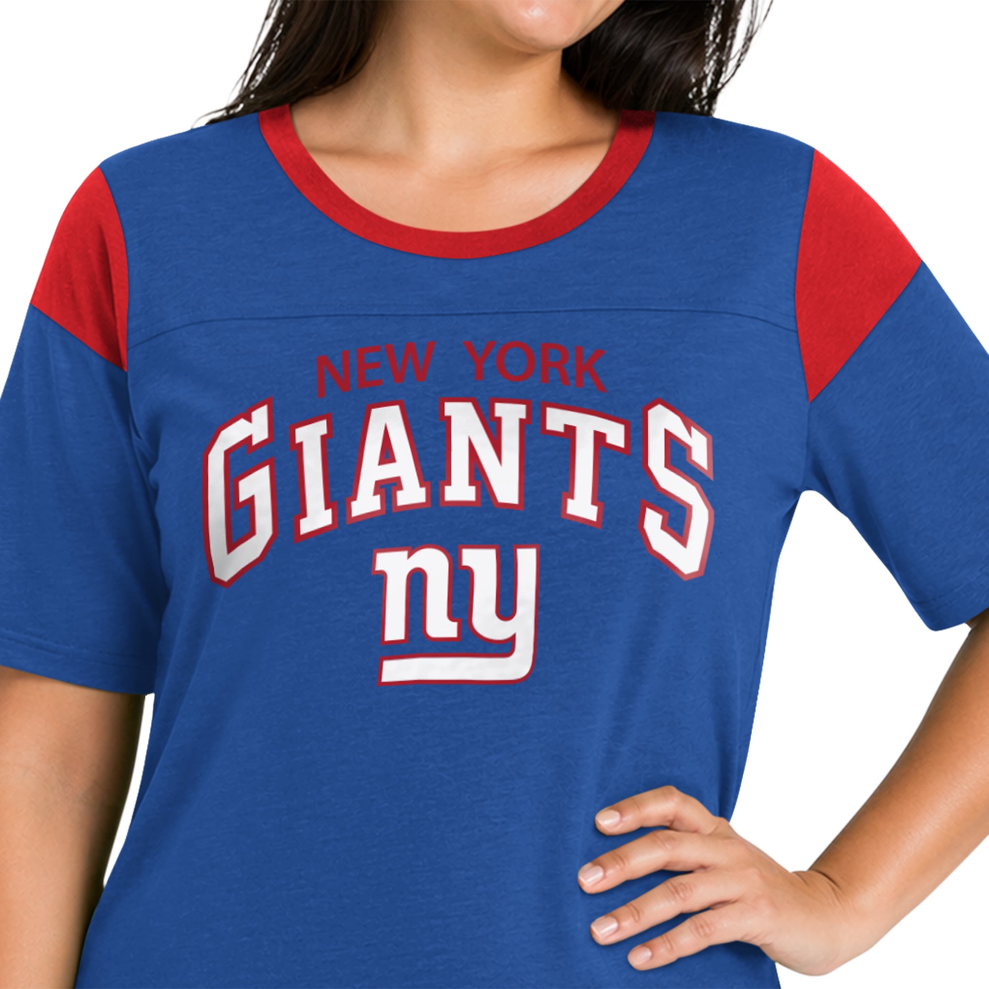 Women's Starter Royal New York Giants Plus Linebacker Slub T-Shirt