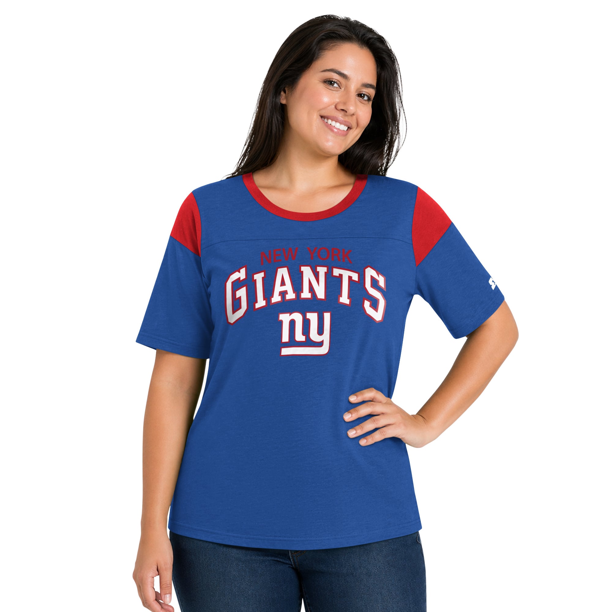Women's Starter Royal New York Giants Plus Linebacker Slub T-Shirt
