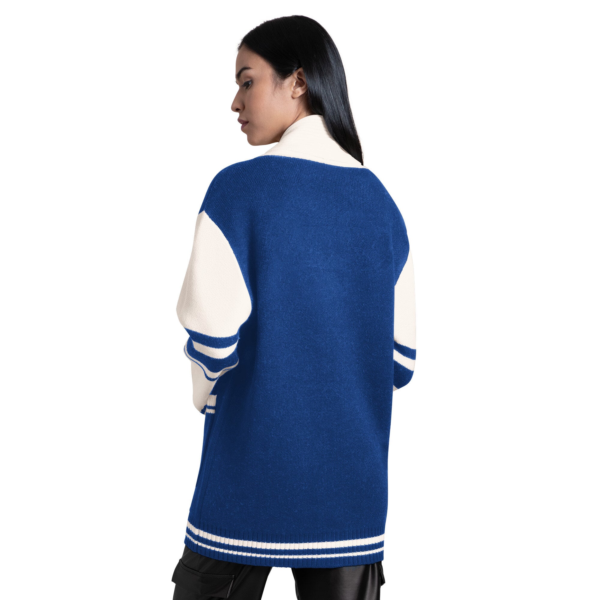 Gilet boutonné à col châle Starter Royal New York Giants Strike Zone pour femme