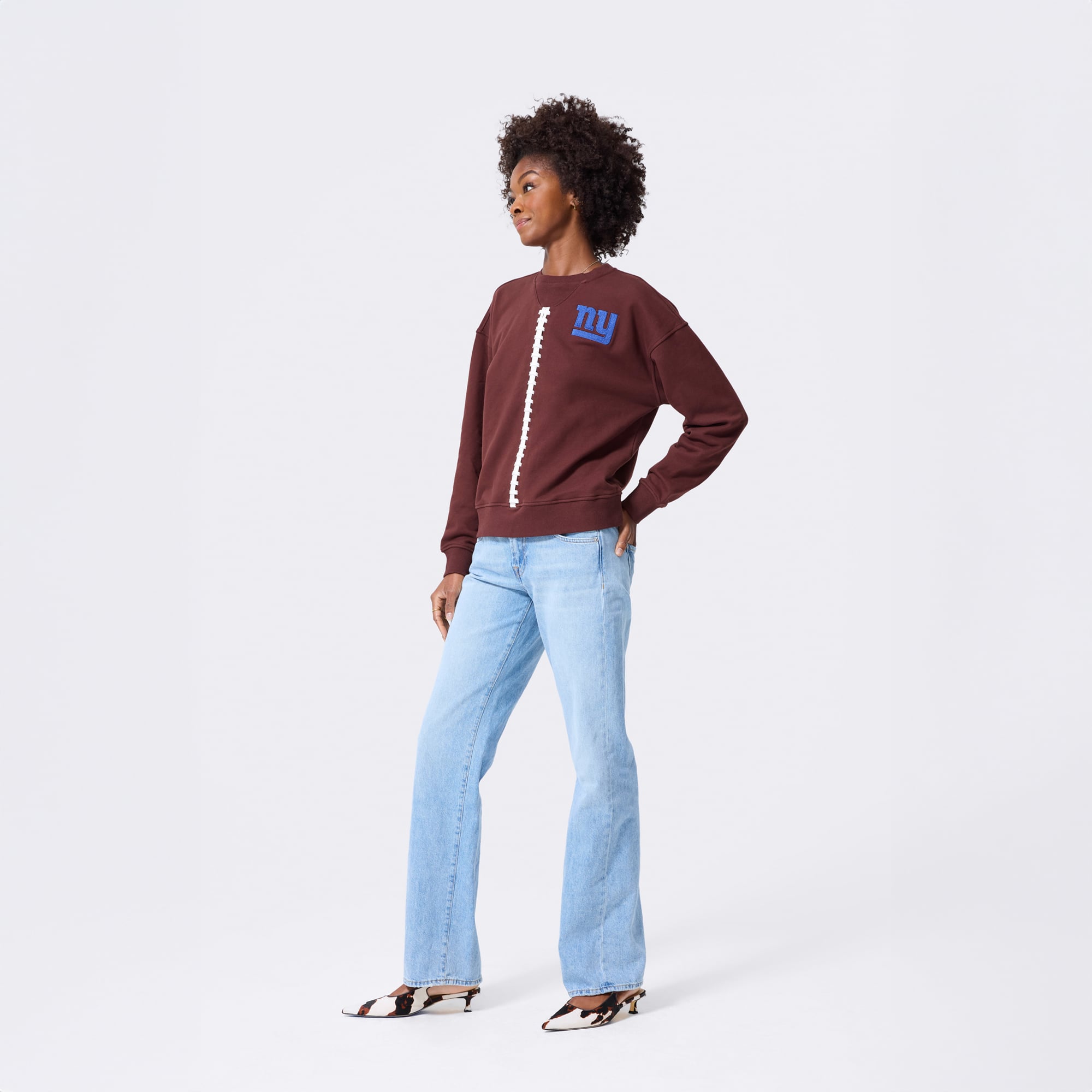 Pull en coton classique à manches courtes Terez Brown New York Giants pour femme