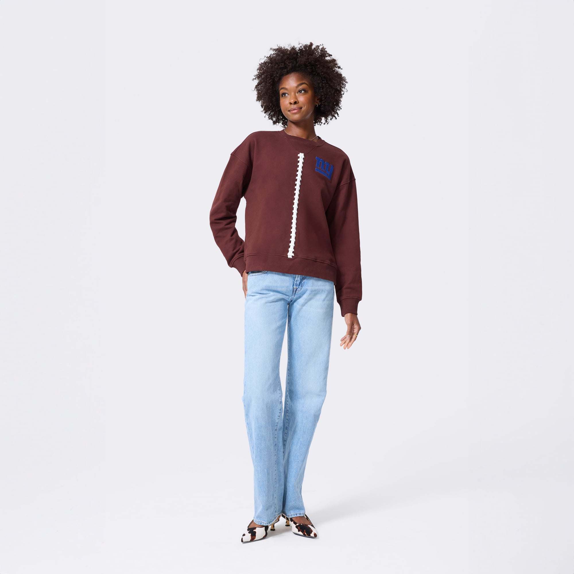 Pull en coton classique à manches courtes Terez Brown New York Giants pour femme