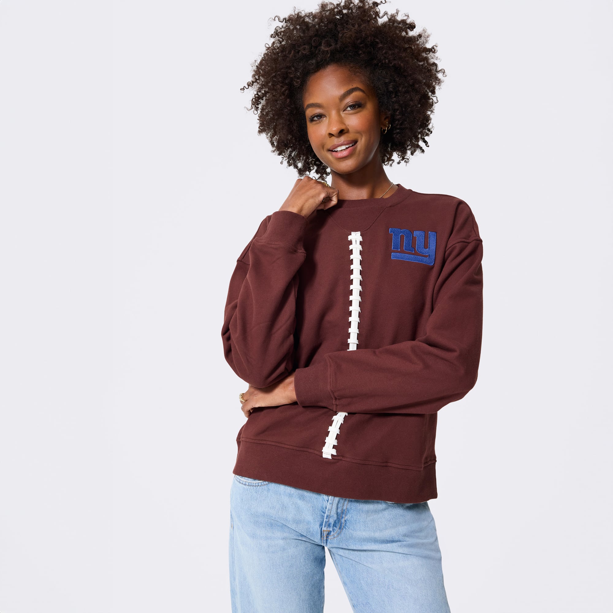 Pull en coton classique à manches courtes Terez Brown New York Giants pour femme