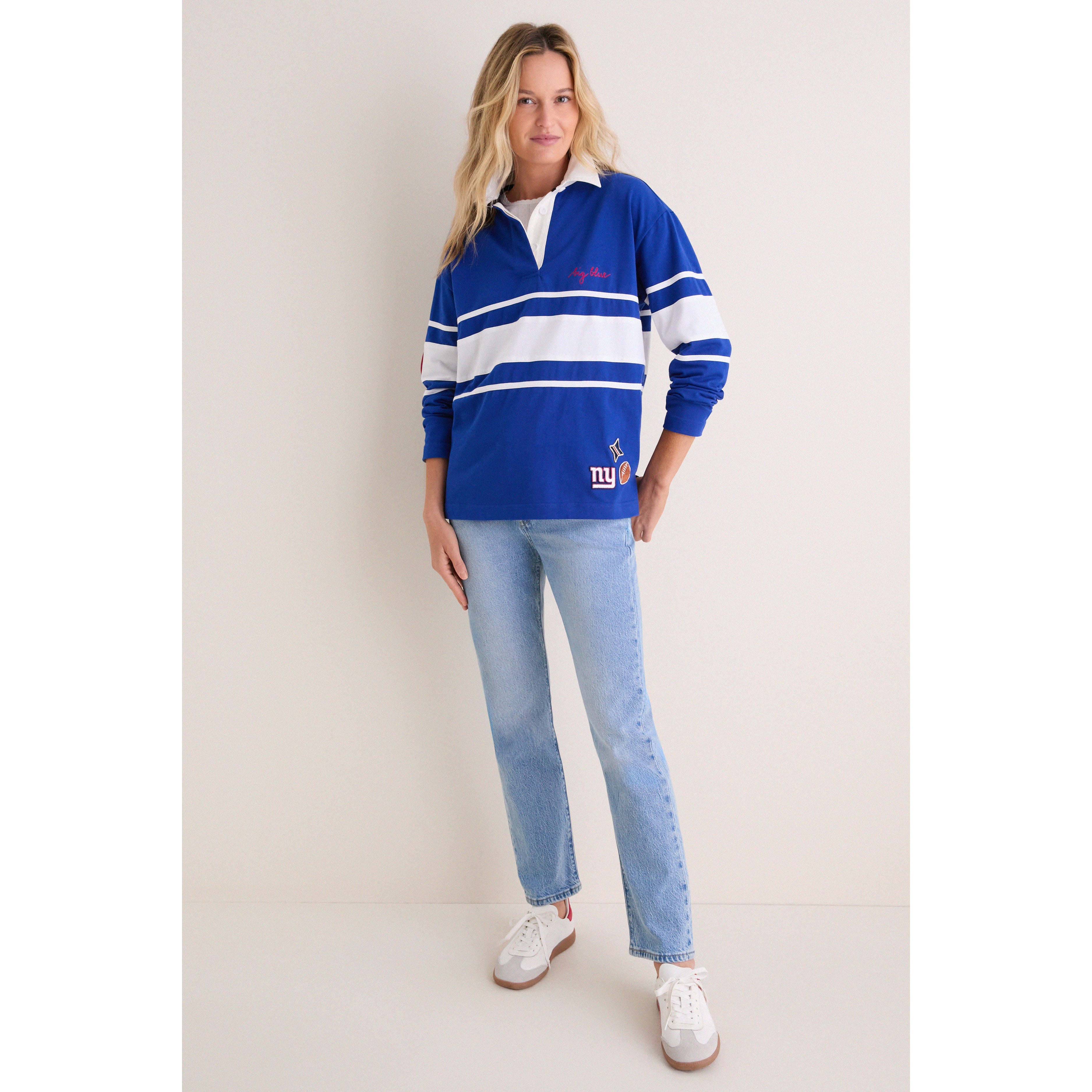 Polo à manches longues Tuckernuck Royal New York Giants pour femme