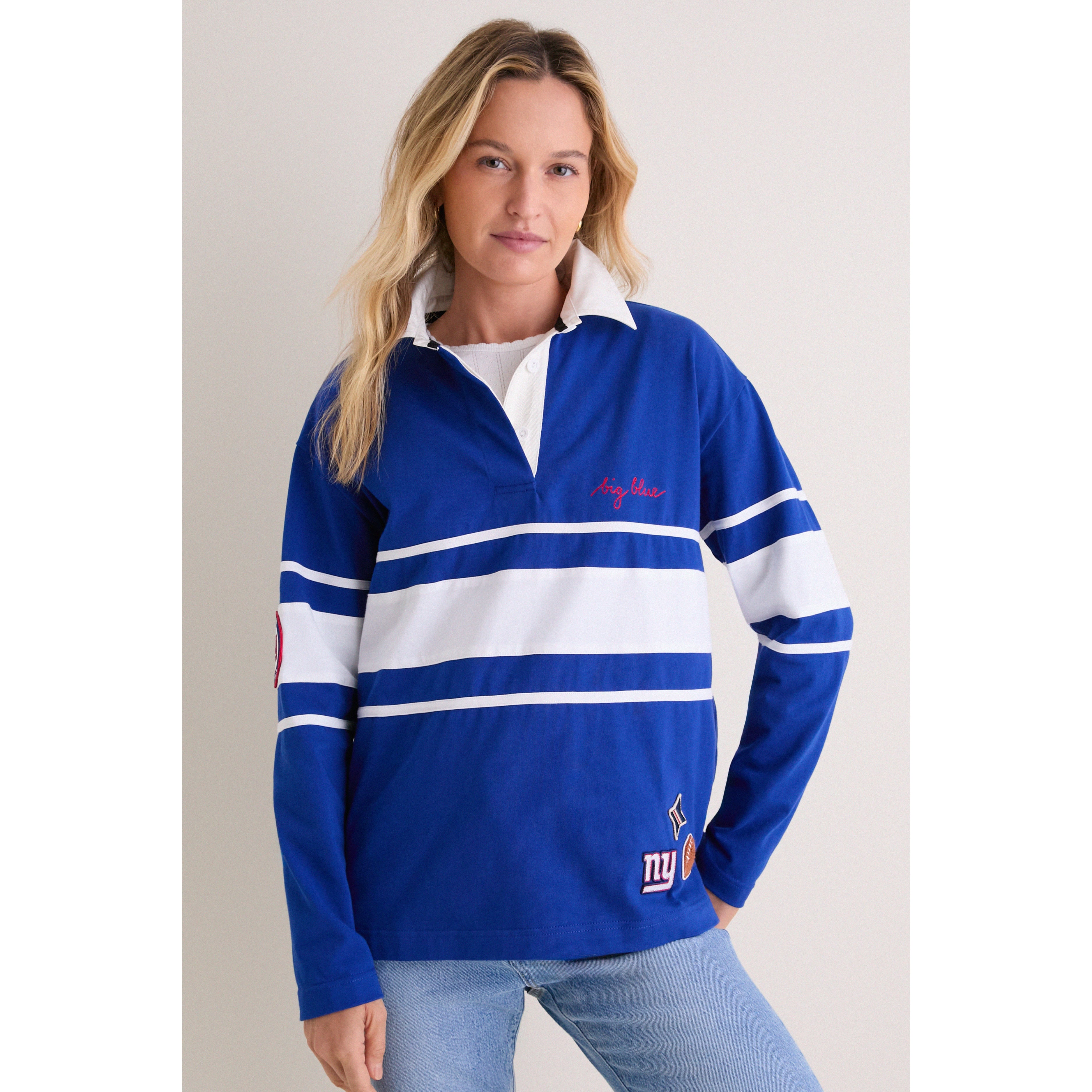 Polo à manches longues Tuckernuck Royal New York Giants pour femme