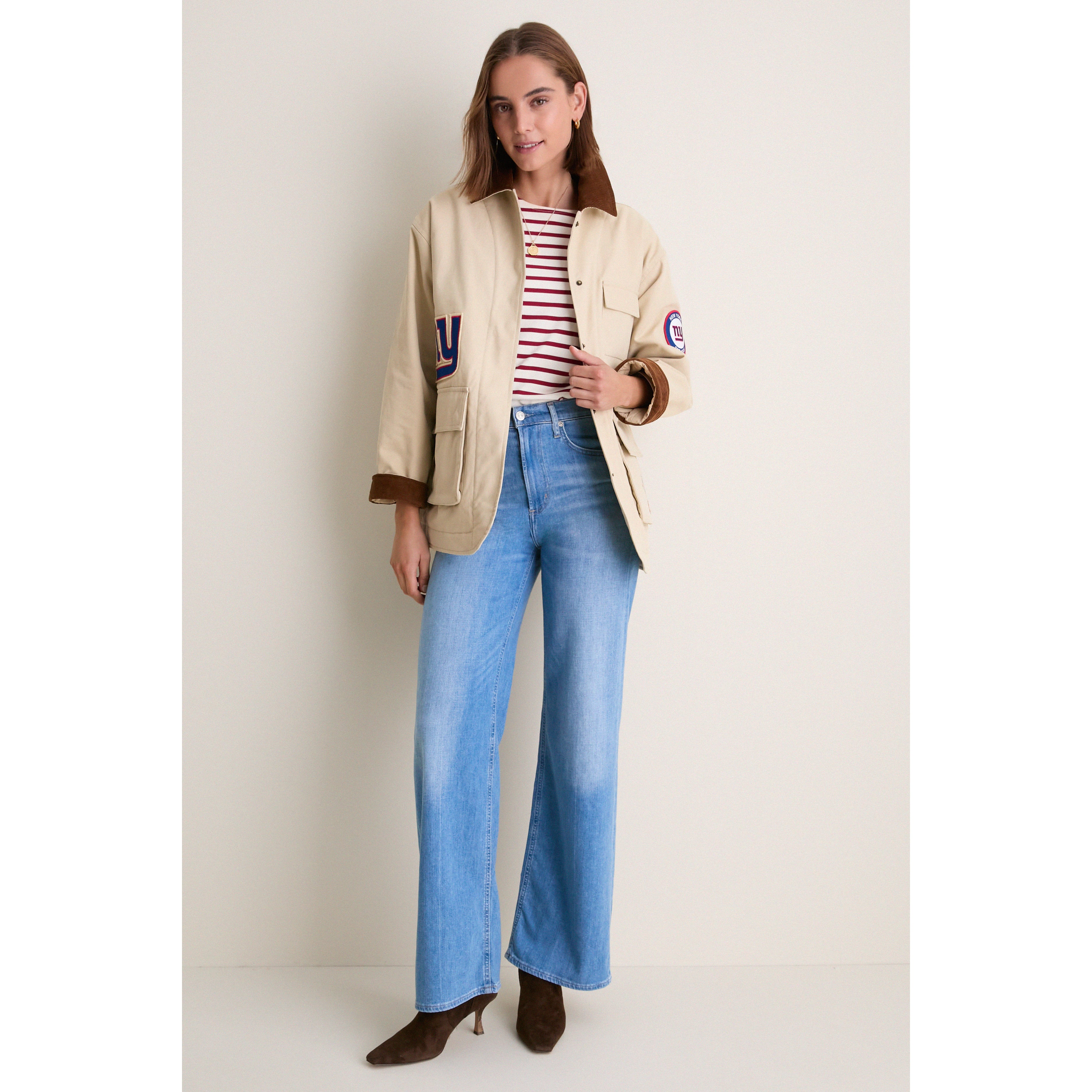 Veste de grange à boutons-pression Tuckernuck Stone pour femmes, New York Giants