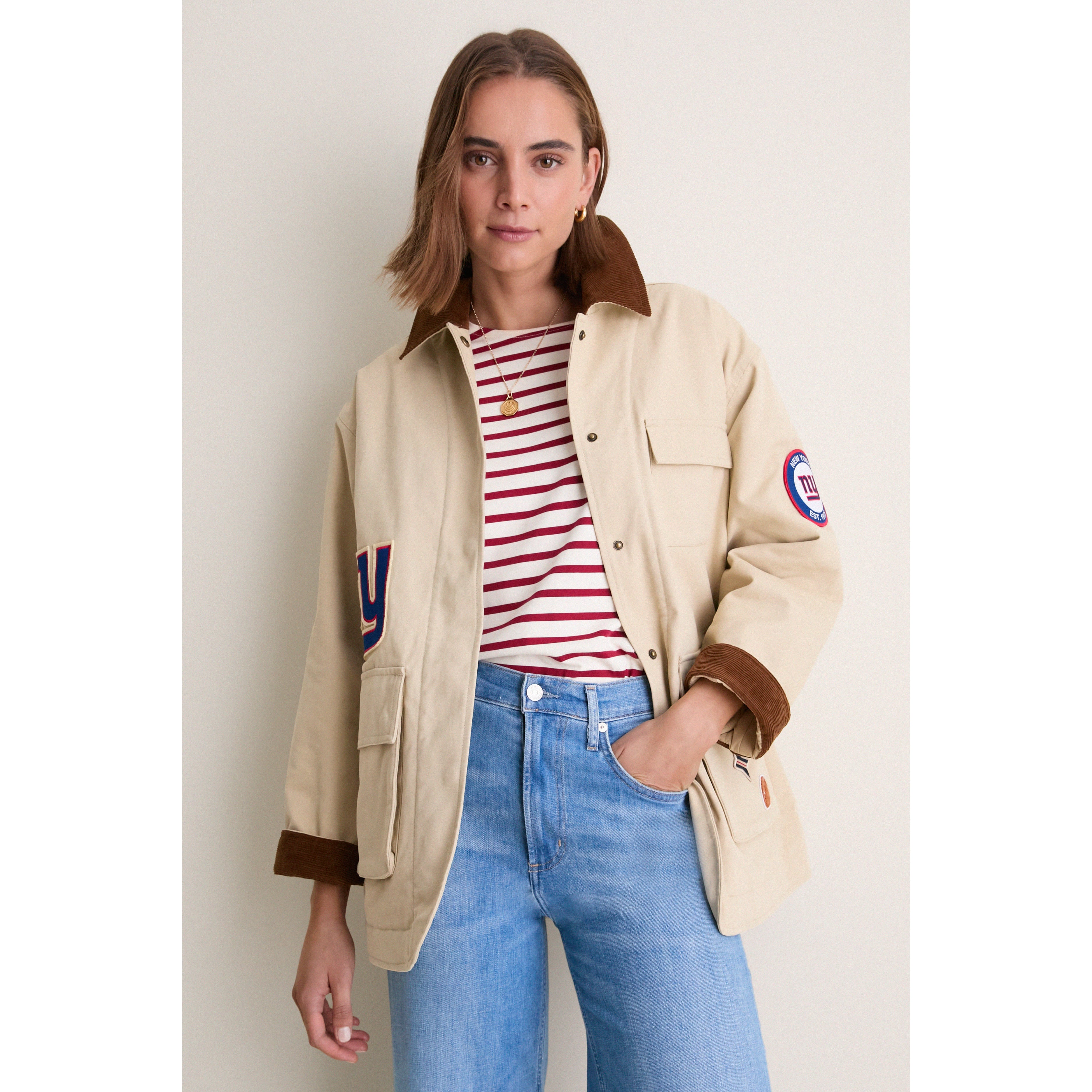 Veste de grange à boutons-pression Tuckernuck Stone pour femmes, New York Giants