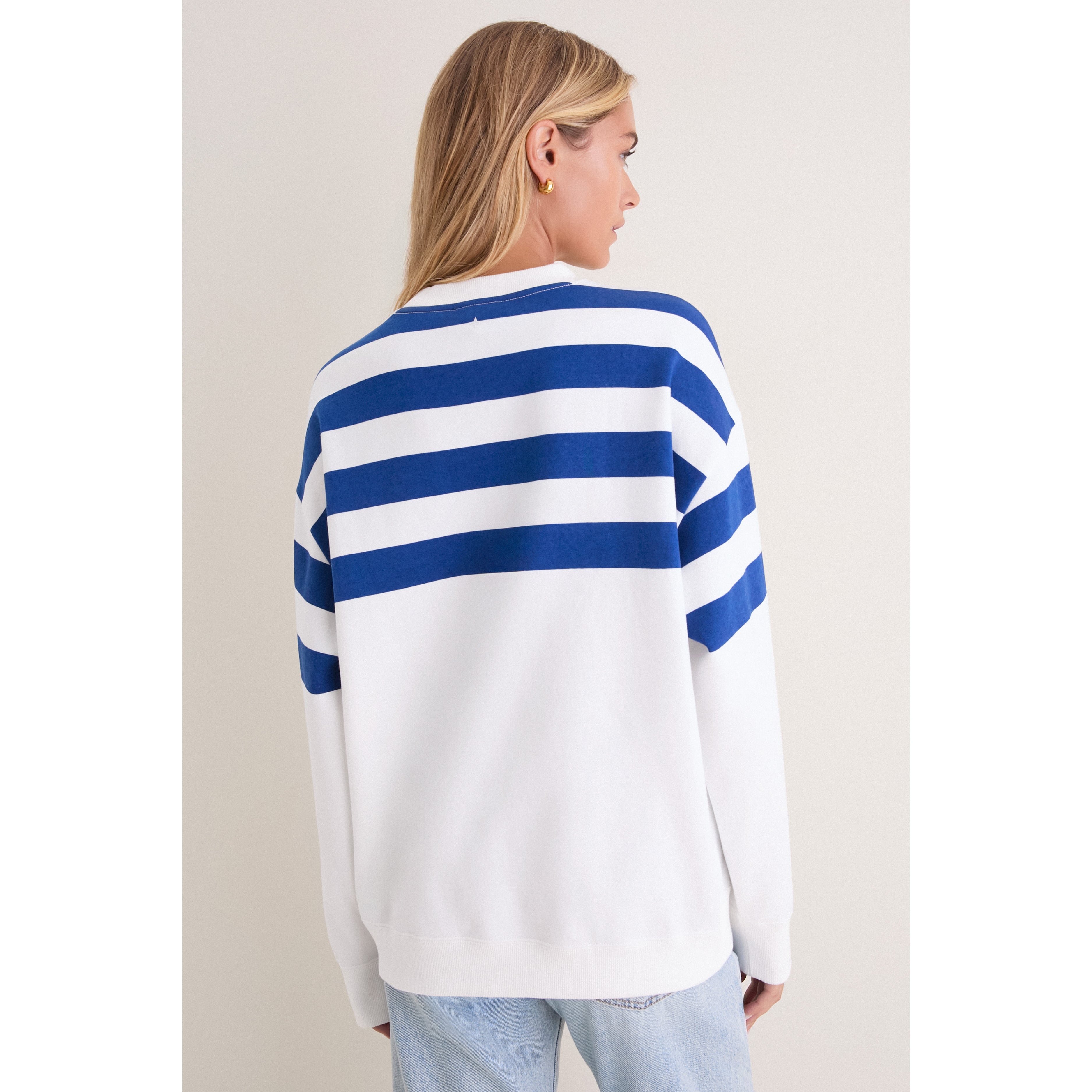 Sweat-shirt rayé blanc et bleu des Giants de New York pour femme Tuckernuck
