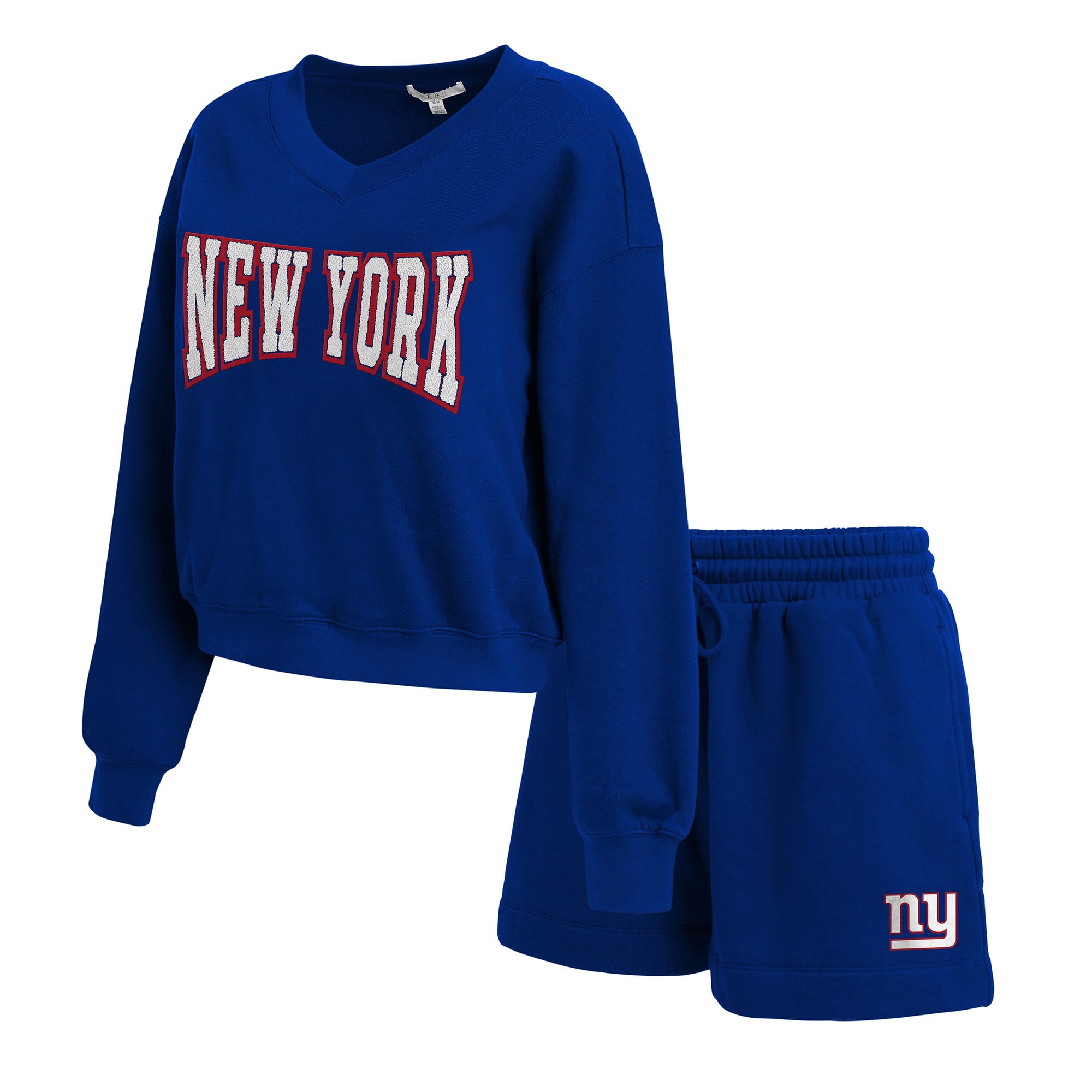 Ensemble de détente en polaire à col V Royal New York Giants la marque WEAR by Erin Andrews pour femmes