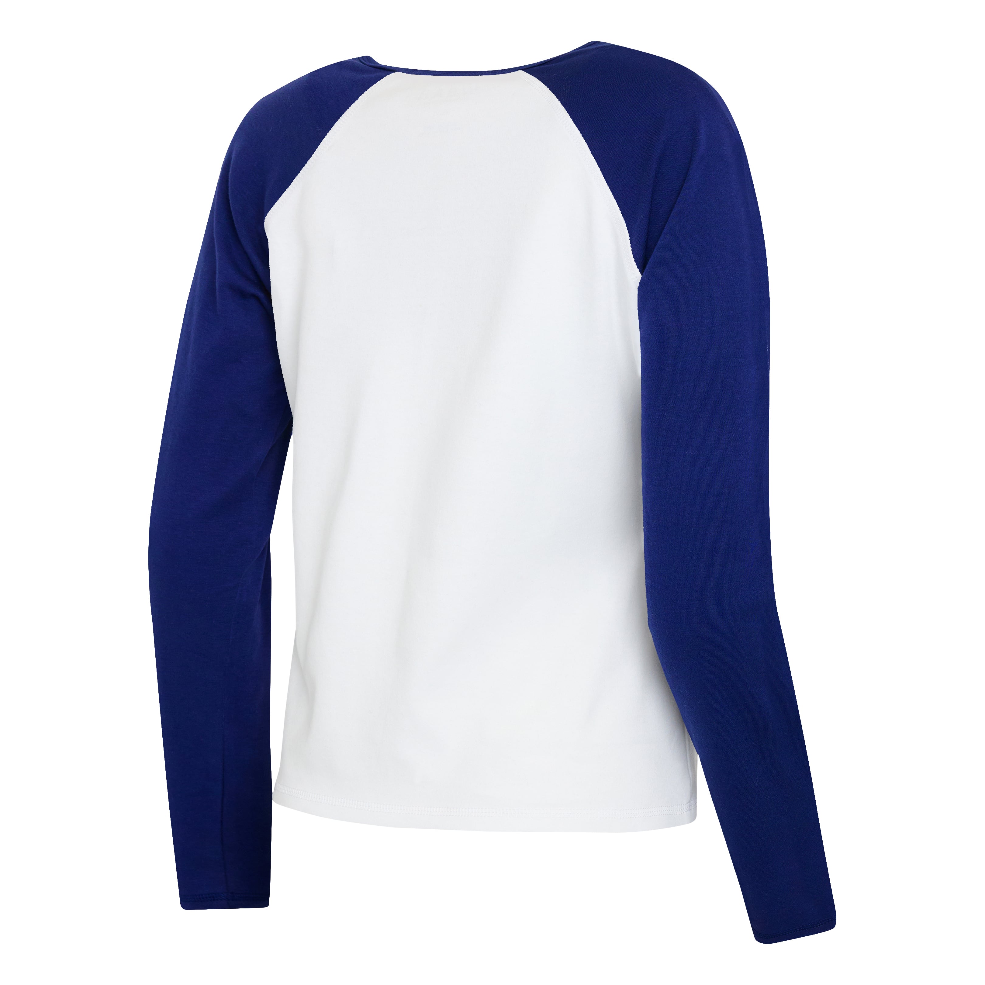 Women's WEAR by Erin Andrews White/Royal New York Giants Henley Long Sleeve Raglan T-Shirt
