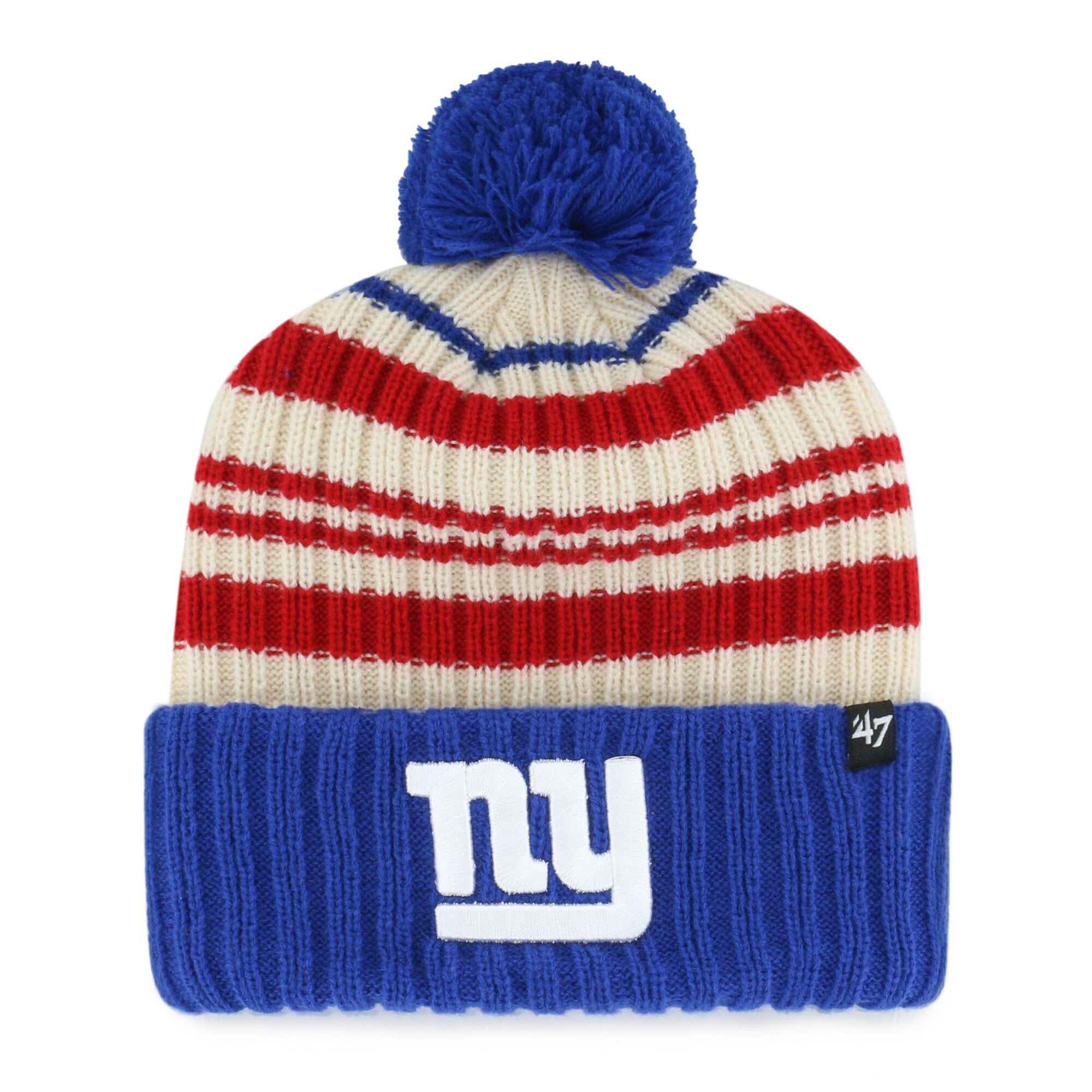 Youth '47  Royal New York Giants Snow Fort Cuffed Knit Hat with Pom