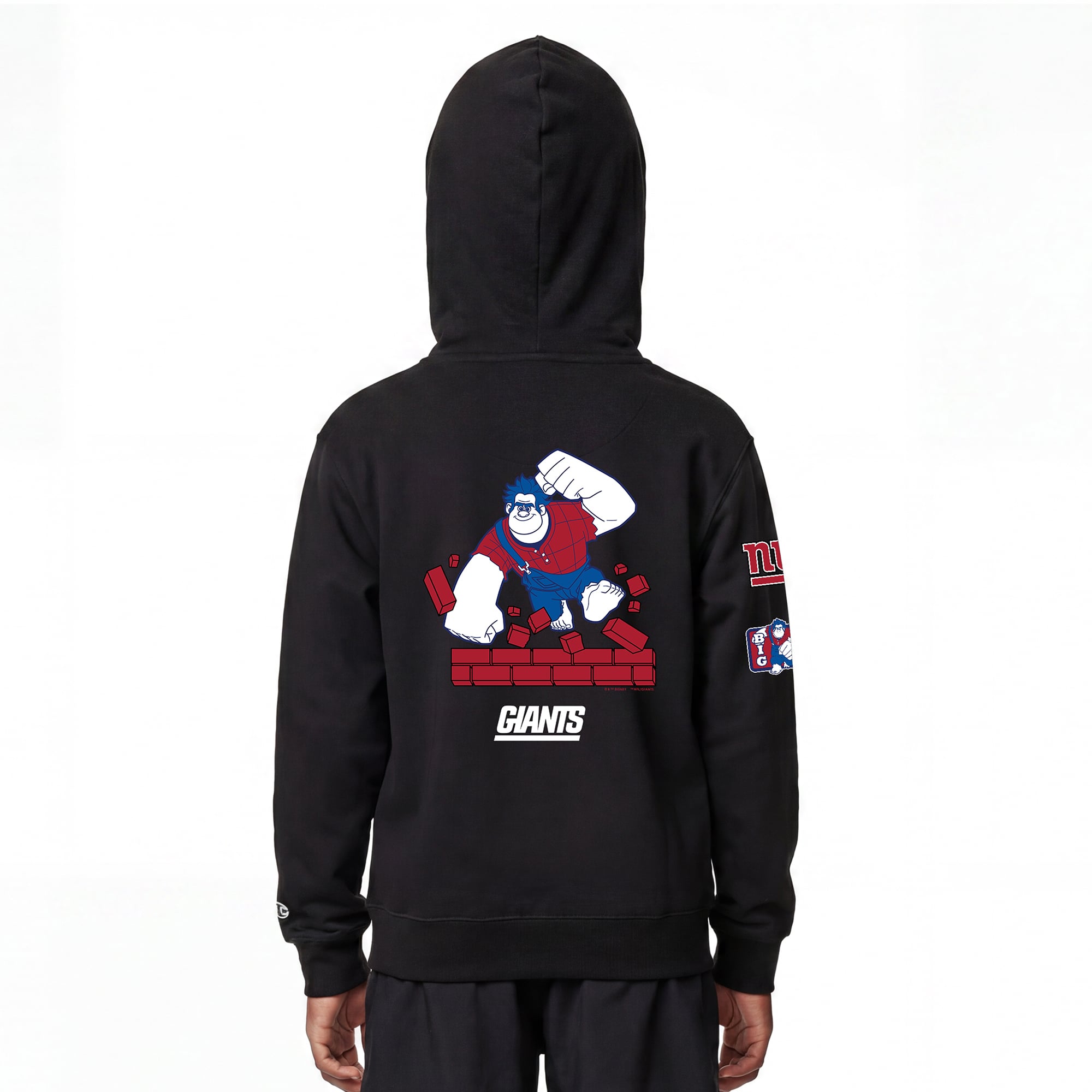 Sweat à capuche zippé Disney x Champion noir New York Giants pour jeunes, inspiré de Ralph la casse