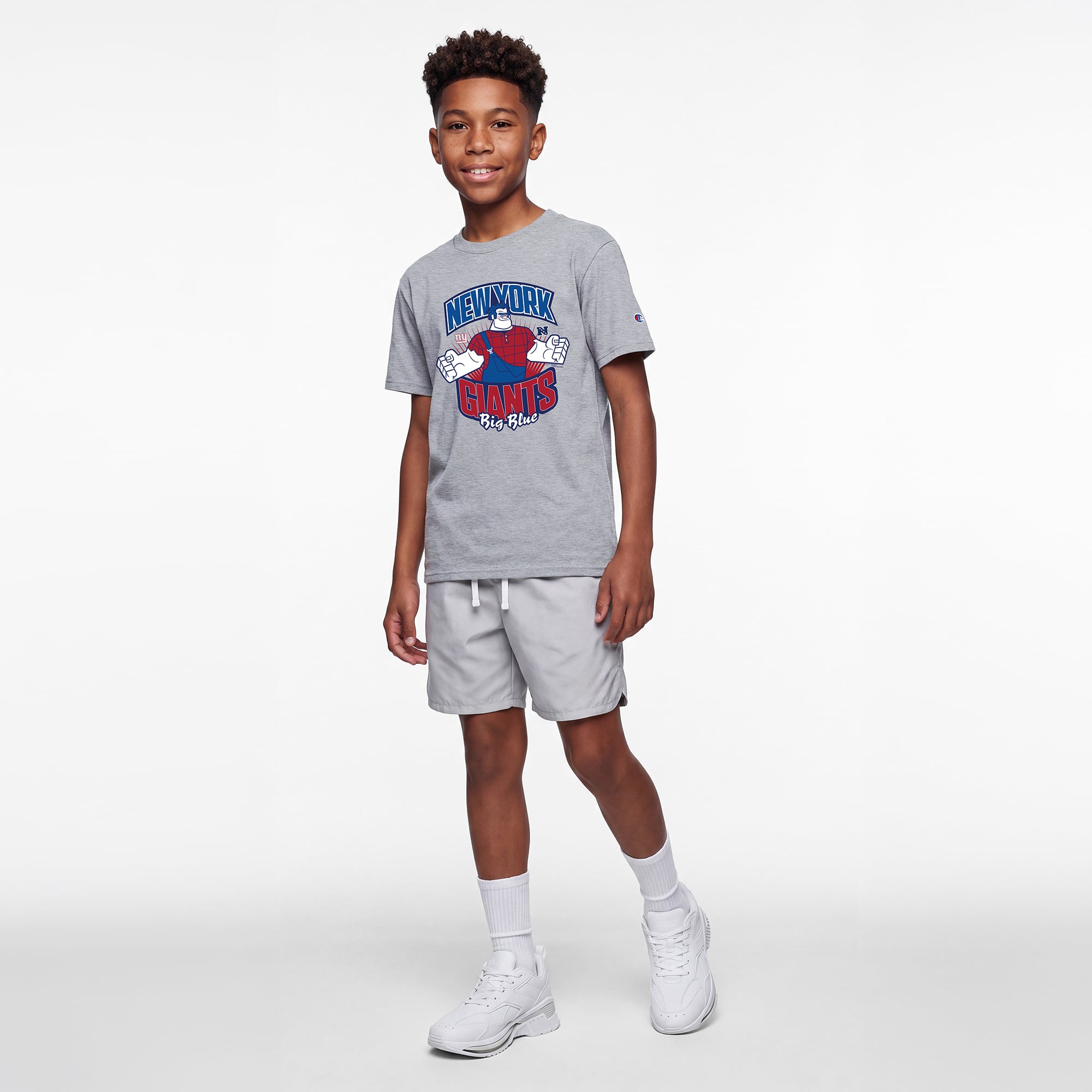 Youth Disney x Champion Heather Gray New York Giants Wreck-It Ralph T-Shirt