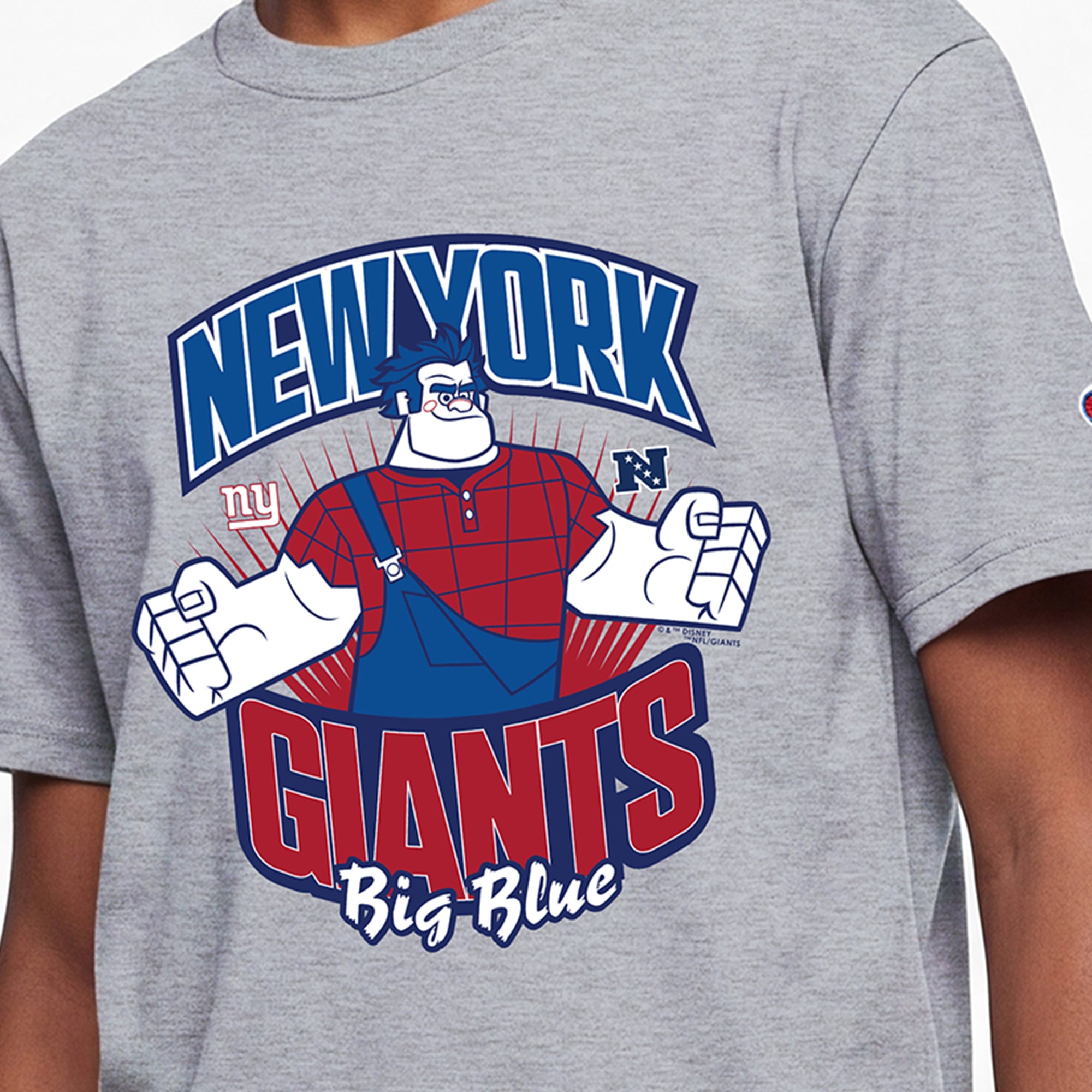 Youth Disney x Champion Heather Gray New York Giants Wreck-It Ralph T-Shirt