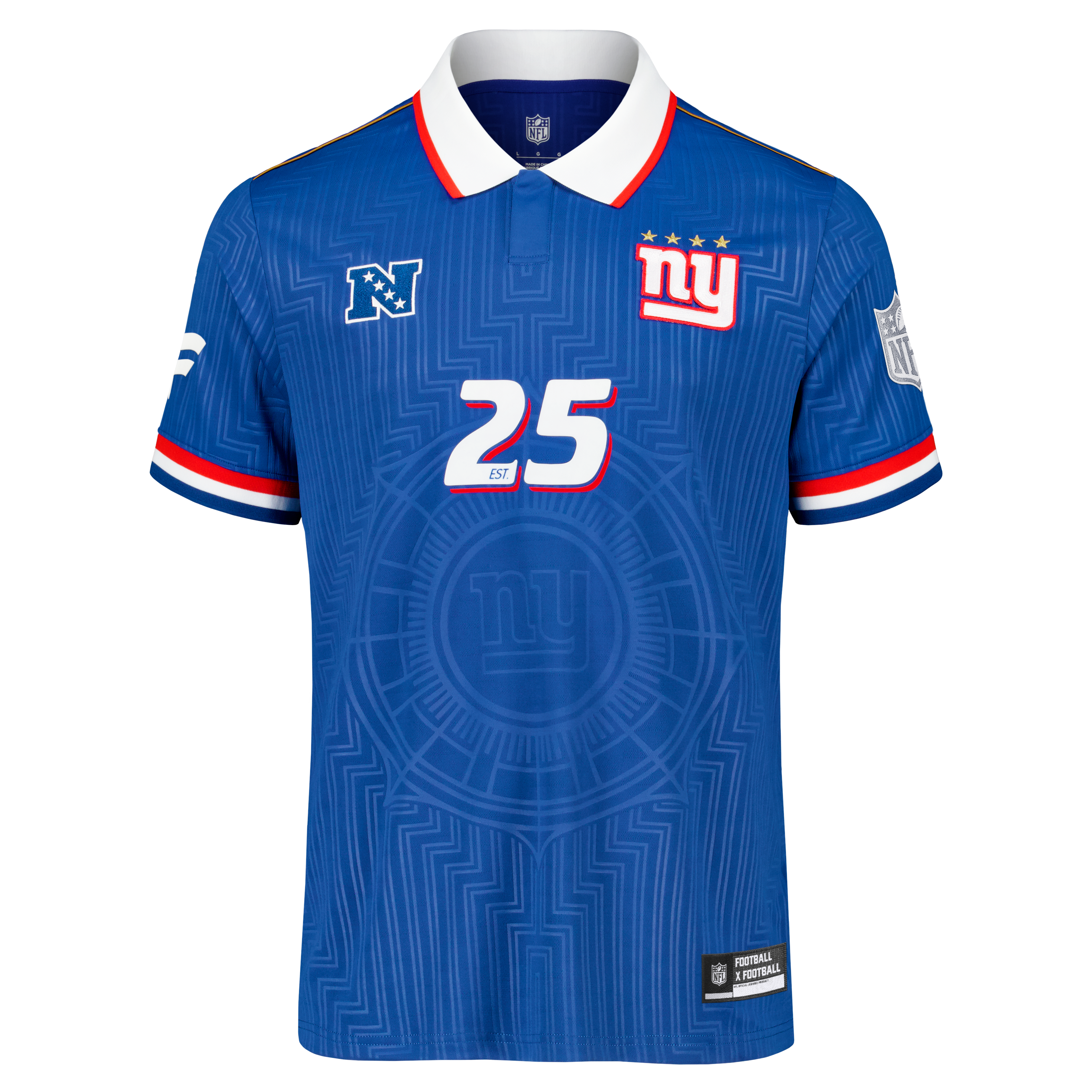Youth Fanatics Royal New York Giants Football x Collared Fan Top