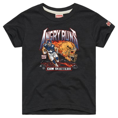 Cam Skattebo New York Giants Homage Youth Angry Runs Tri-Blend T-Shirt - Charcoal