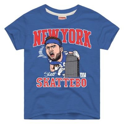Cam Skattebo New York Giants Homage Youth Caricature Tri-Blend T-Shirt - Royal