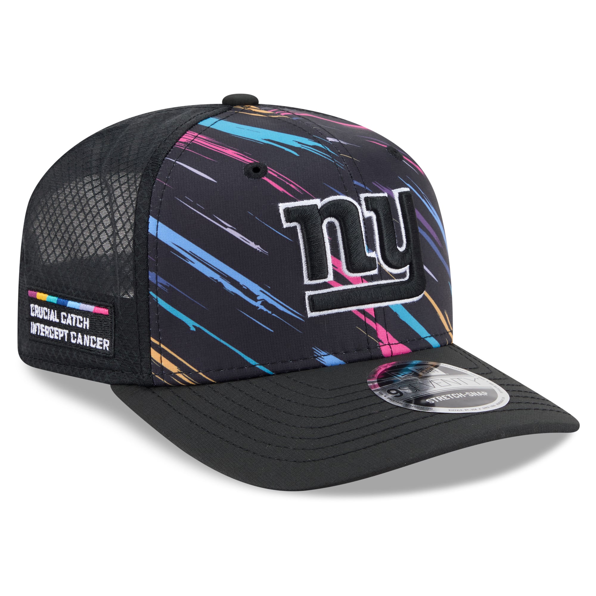 Youth New Era Black New York Giants 2026 NFL Crucial Catch 9SEVENTY Adjustable Trucker Hat