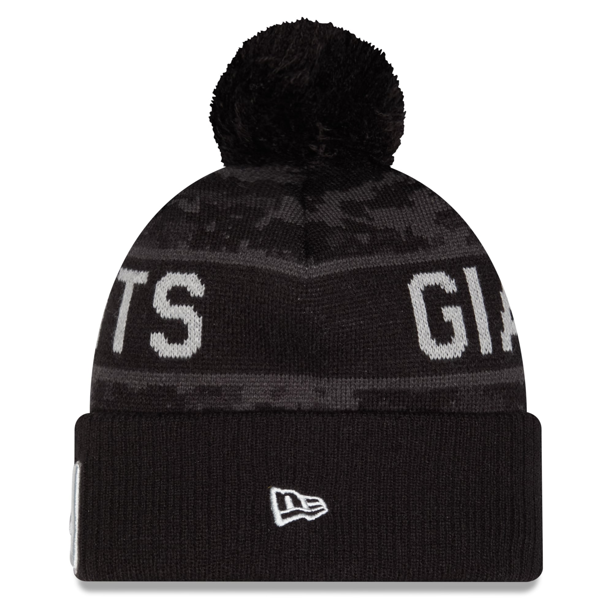 Bonnet à revers New Era noir pour enfant, New York Giants 2026 Salute To Service, avec pompon