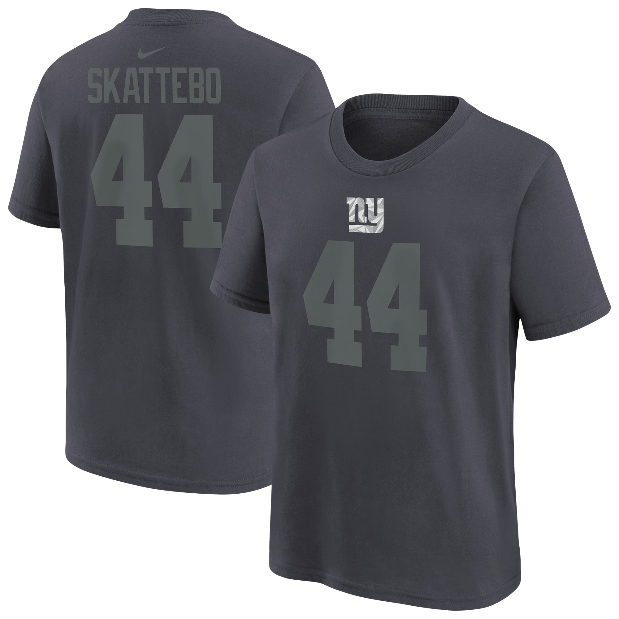 T-shirt Nike Cam Skattebo anthracite pour enfant, New York Giants, nom et numéro