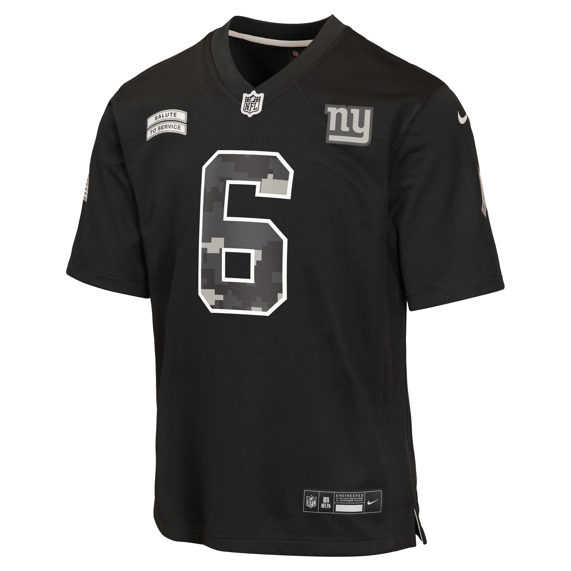 Maillot Nike Jaxson Dart noir pour enfant, New York Giants 2026 Salute to Service Game