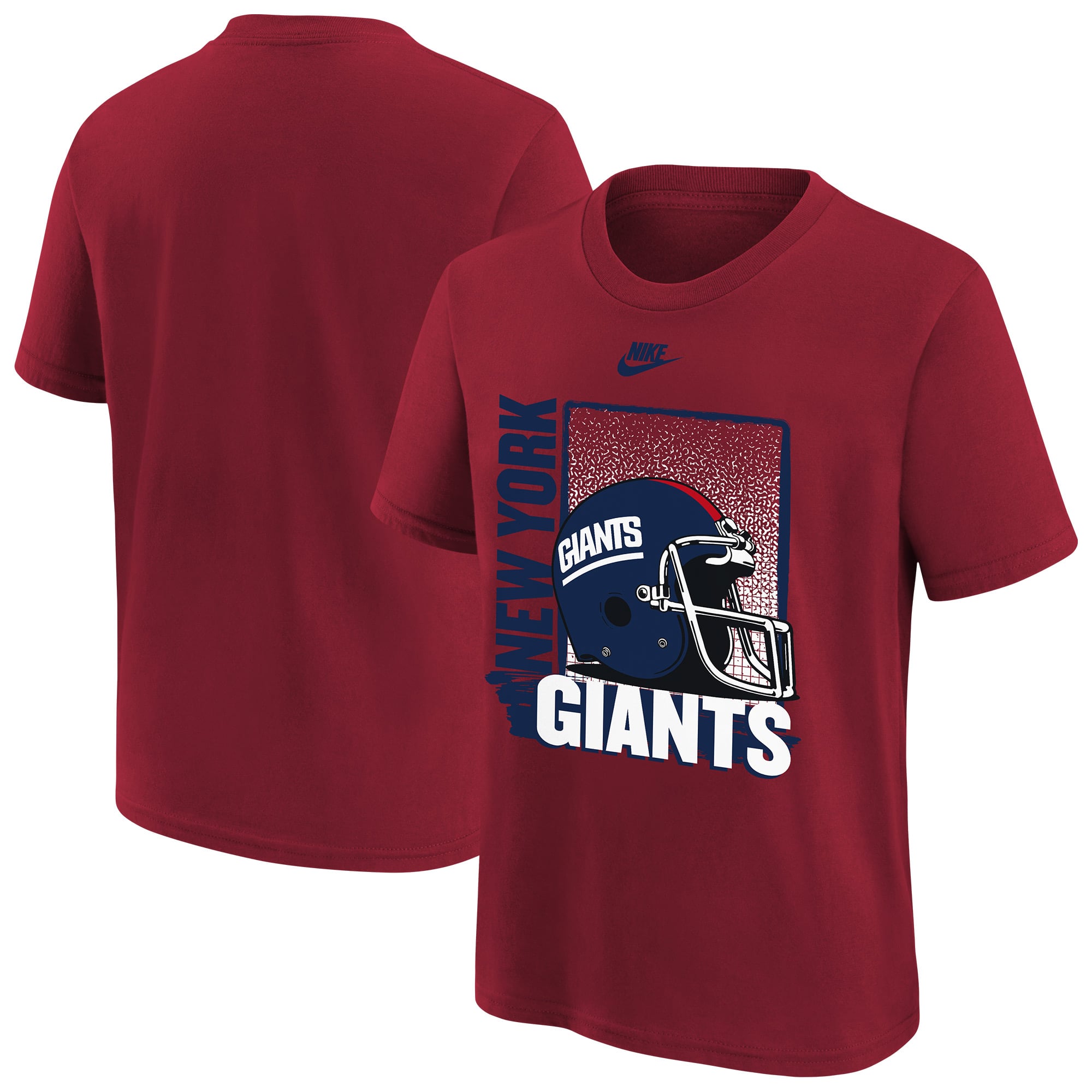 T-shirt Nike rouge pour enfant avec casque vintage des Giants de New York