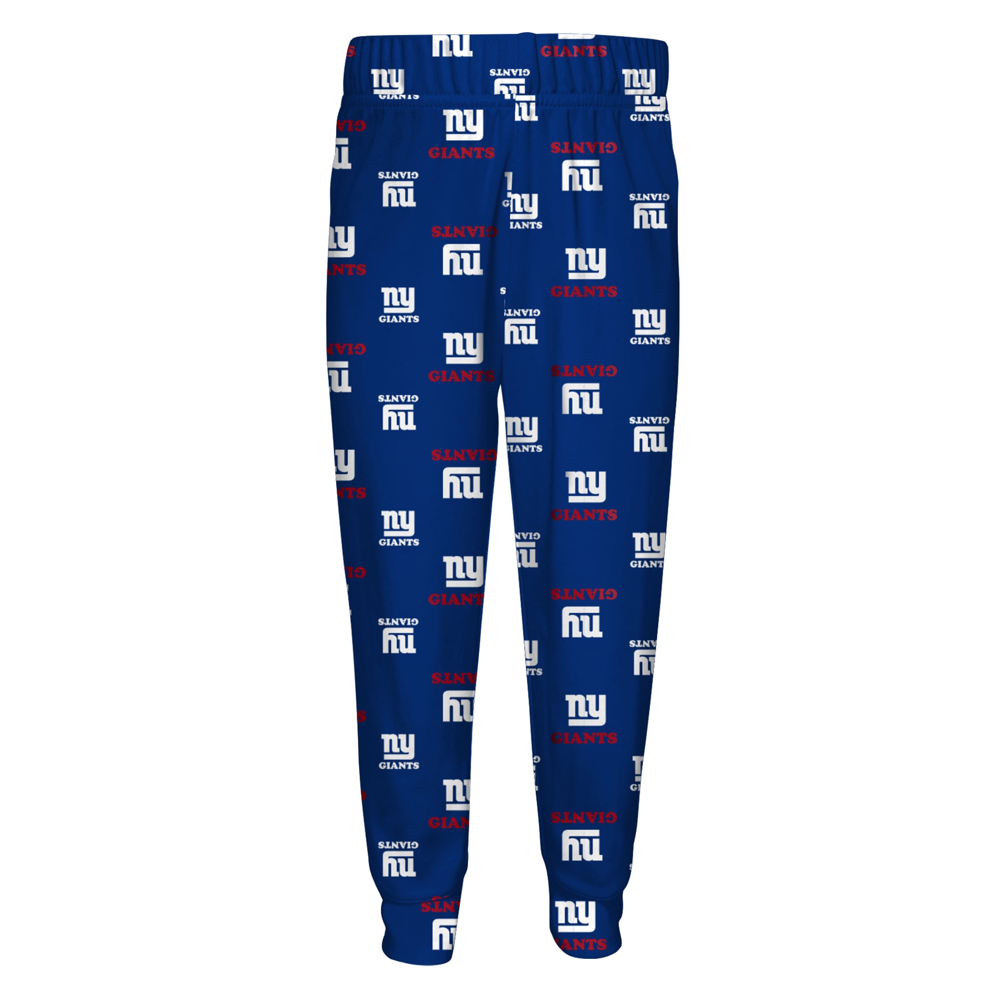 Ensemble pyjama pour enfant Outerstuff bleu New York Giants, composé d'un t-shirt à manches longues et pantalon imprimés.
