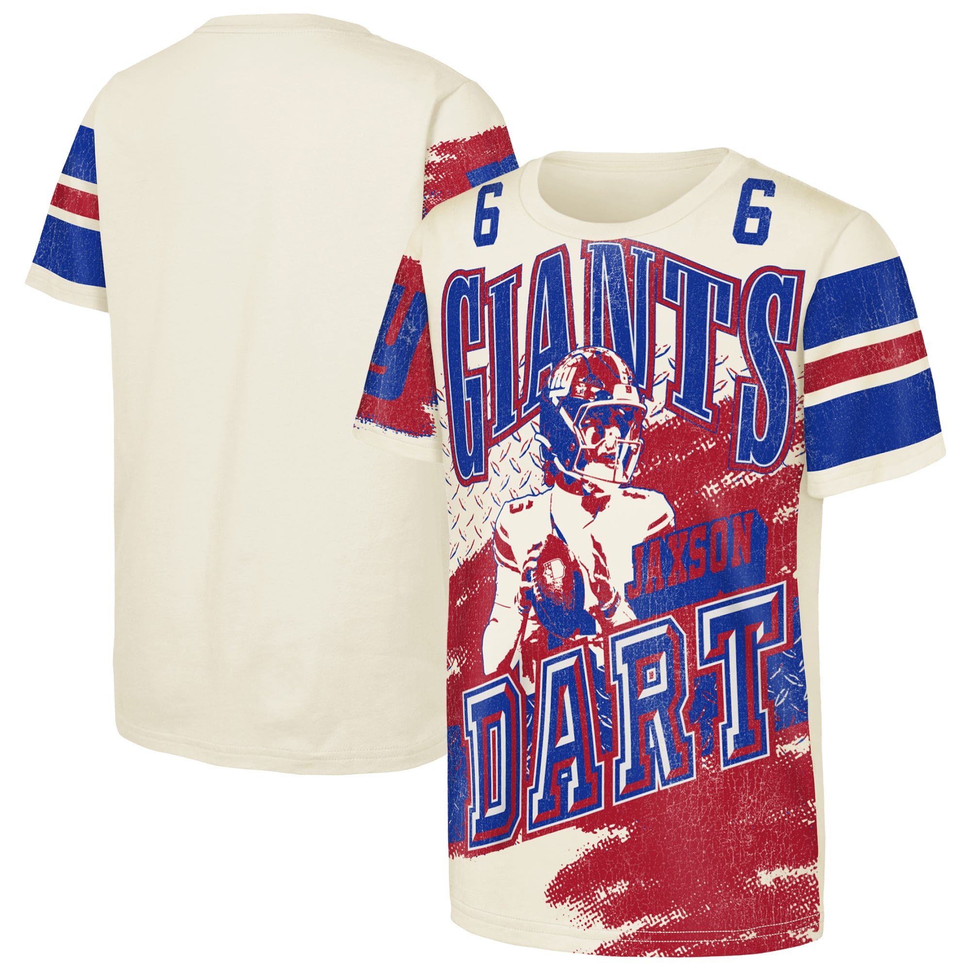 T-shirt Youth Outerstuff Jaxson Dart Natural New York Giants Classic Poster
