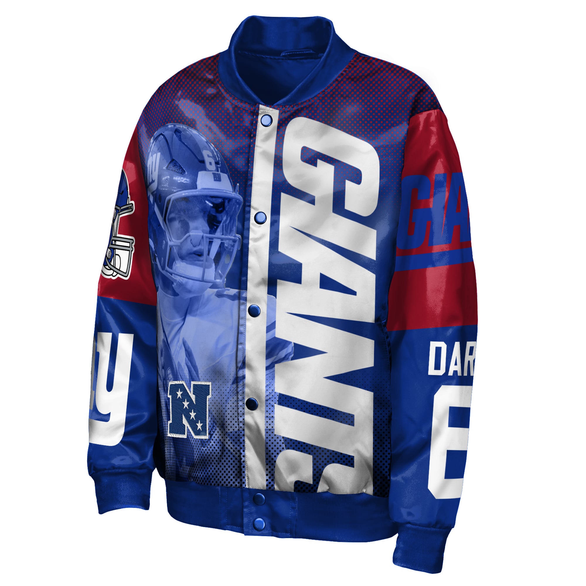 Veste en satin légendaire à boutons-pression Youth Outerstuff Jaxson Dart Royal New York Giants