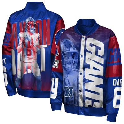 Jaxson Dart New York Giants Outerstuff Youth Legendary Full-Snap Satin Jacket - Royal