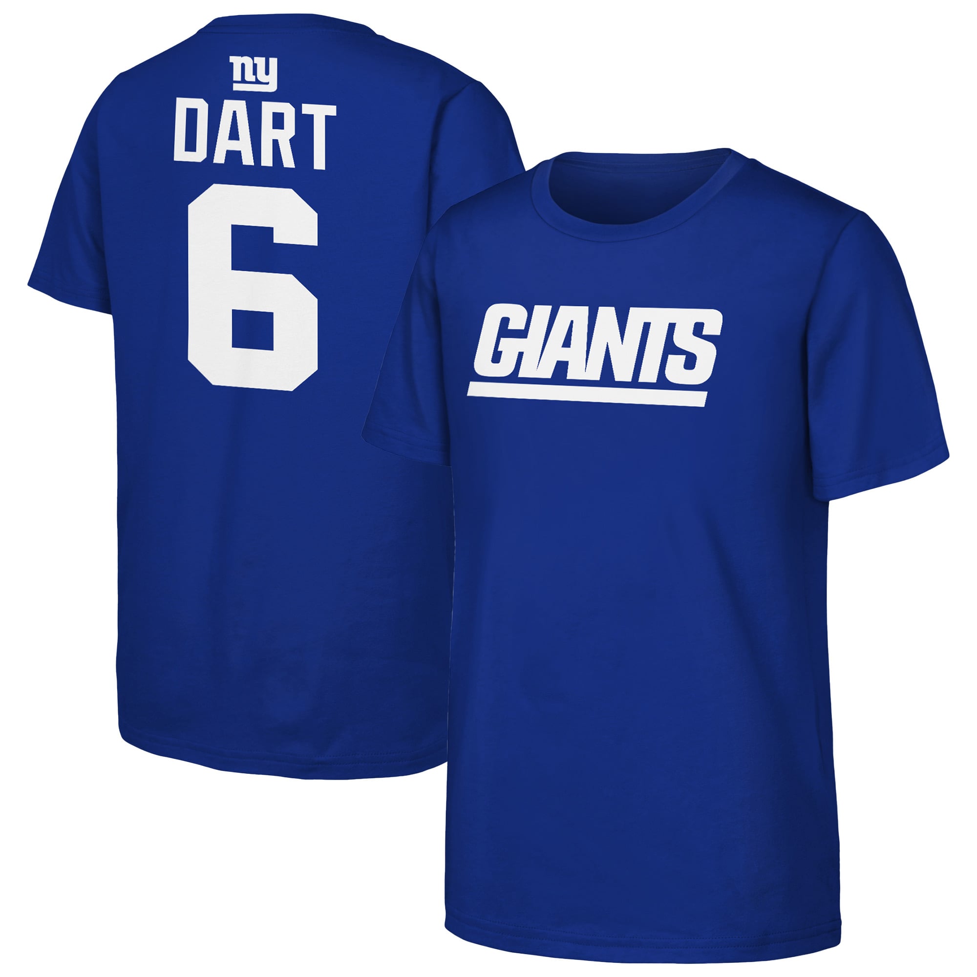 T-shirt pour jeunes Outerstuff Jaxson Dart Royal New York Giants avec nom et numéro