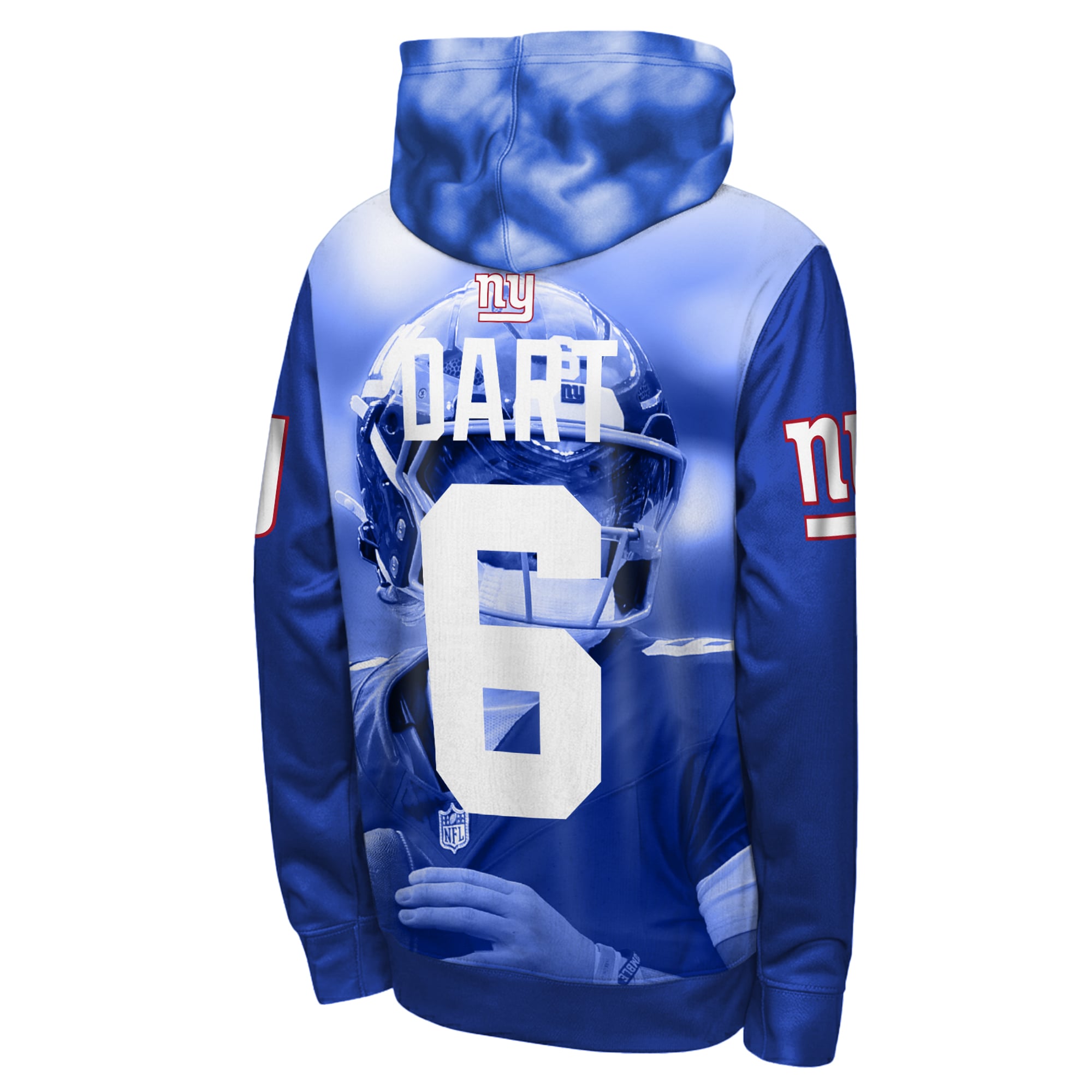 Sweat à capuche Youth Outerstuff Jaxson Dart Royal New York Giants Peak Performance avec nom et numéro