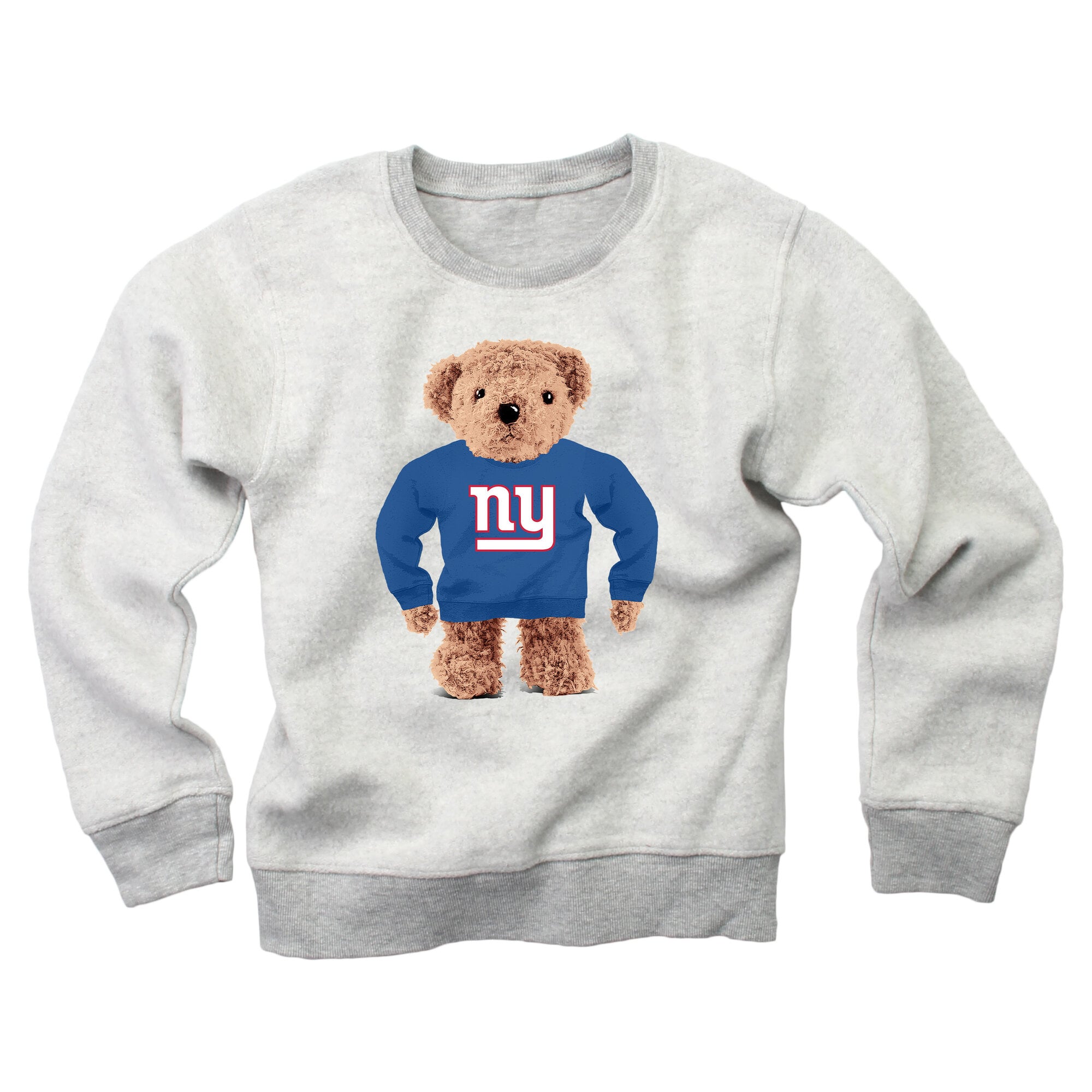 Youth Wes & Willy Gray New York Giants Reverse Fleece Teddy Bear Sweatshirt