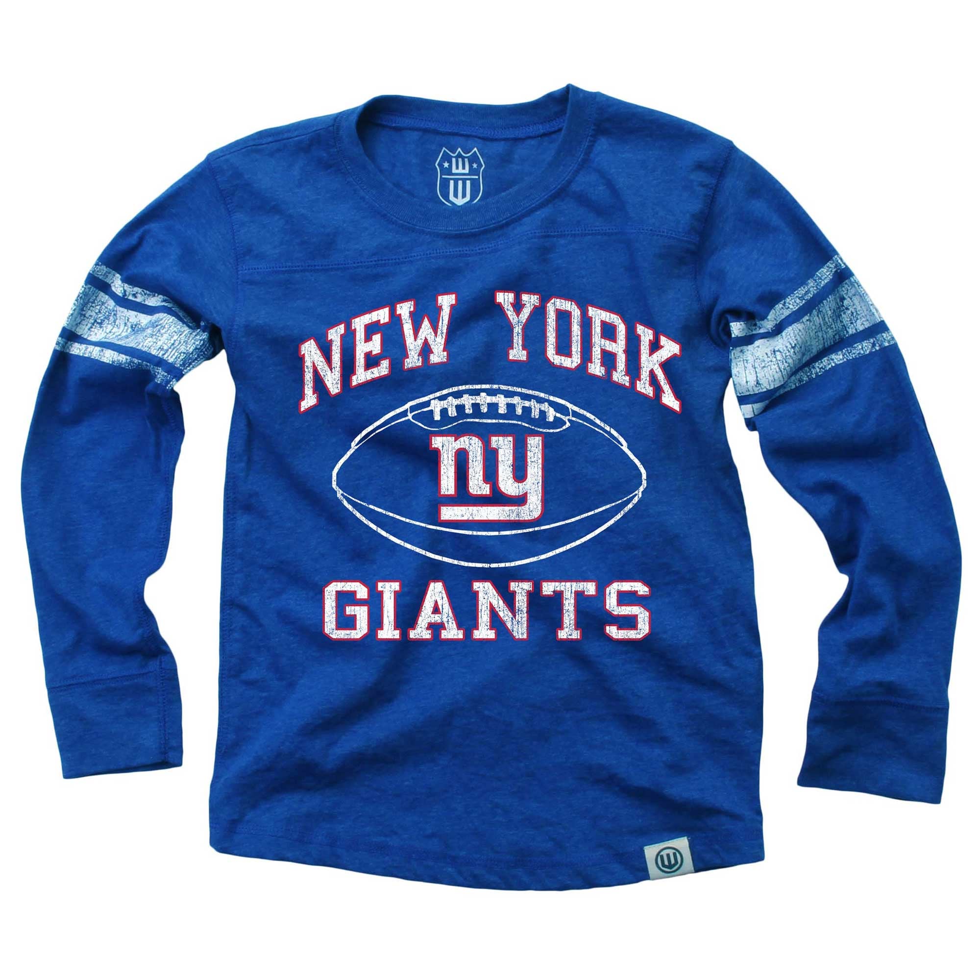 T-shirt de football à manches longues pour jeunes Wes & Willy Royal New York Giants
