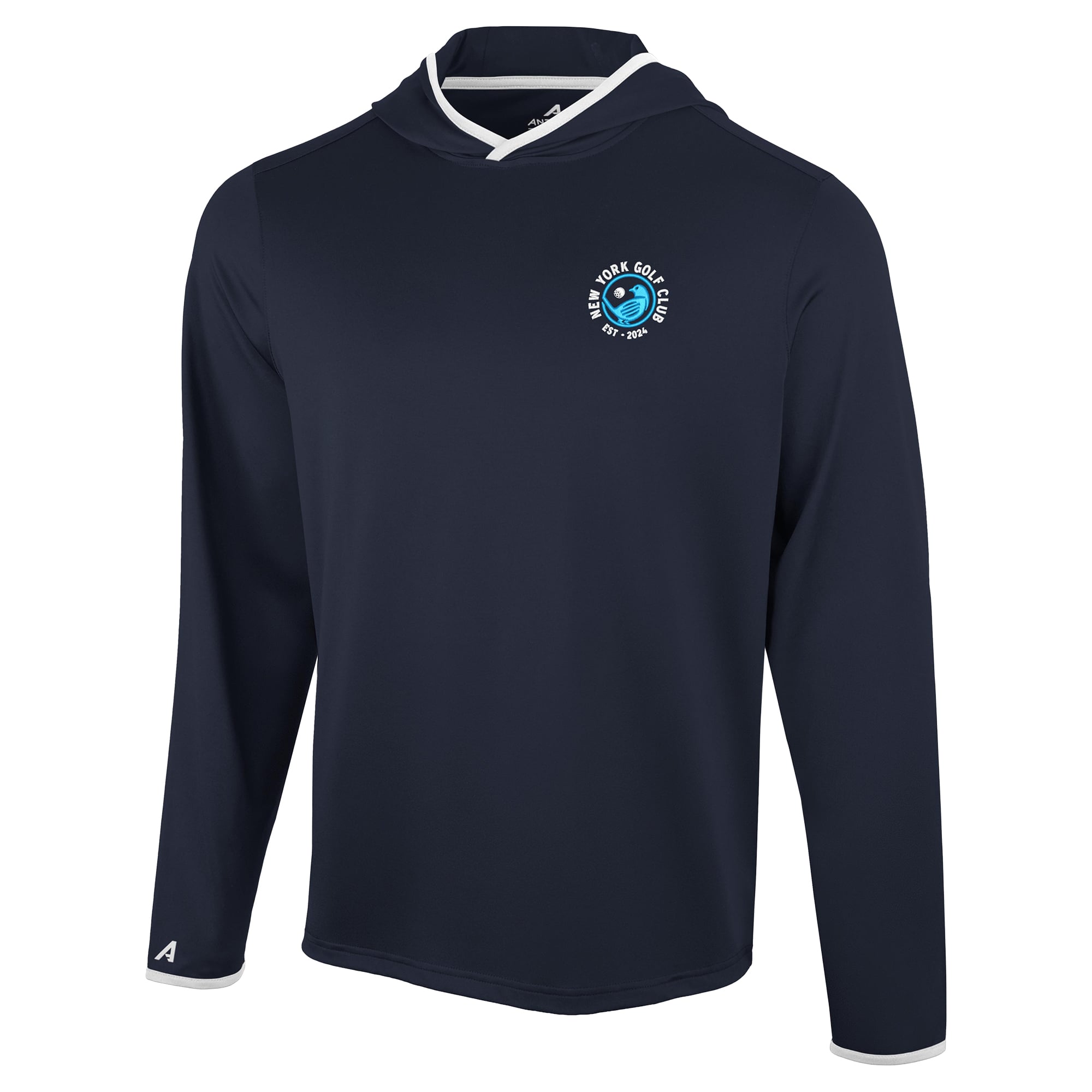 T-shirt à capuche manches longues pour homme Antigua Navy New York Golf Club Brink Desert Dry