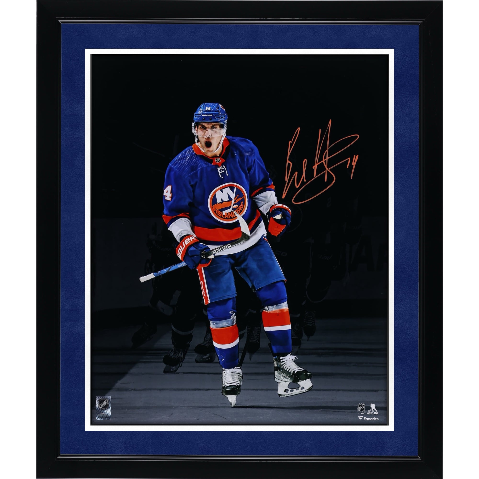 Bo Horvat New York Islanders Autographed 16" x 20" Blue Jersey Celebrating Spotlight Photograph