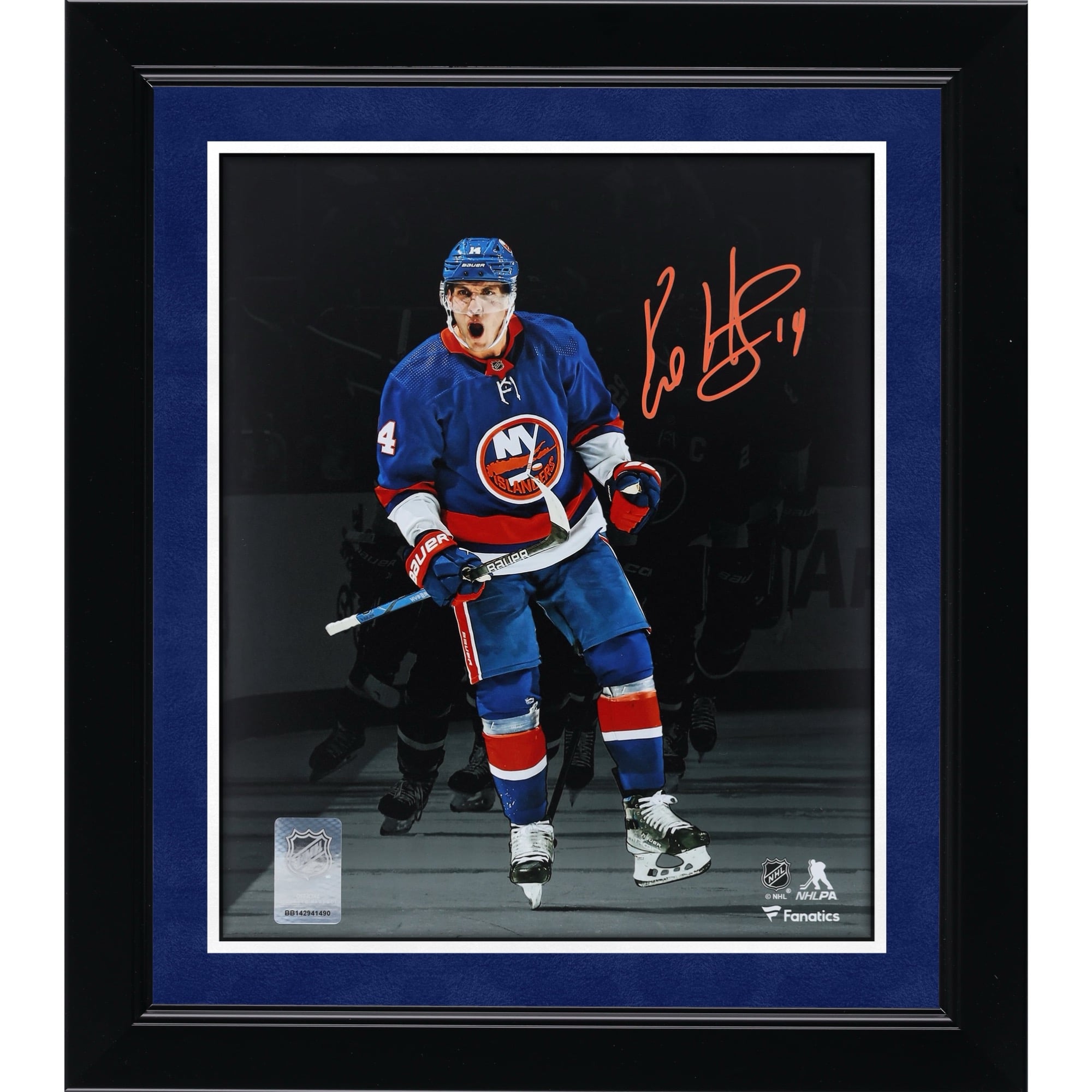 Bo Horvat New York Islanders Autographed 8" x 10" Blue Jersey Celebrating Spotlight Photograph