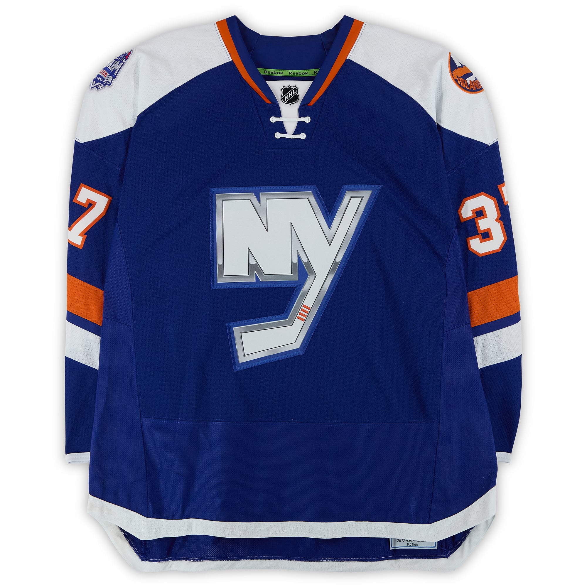 Brian Strait New York Islanders Practice-Used #37 Royal Jersey vs. New York Rangers on January 29, 2014 - Worn During Warm-Ups