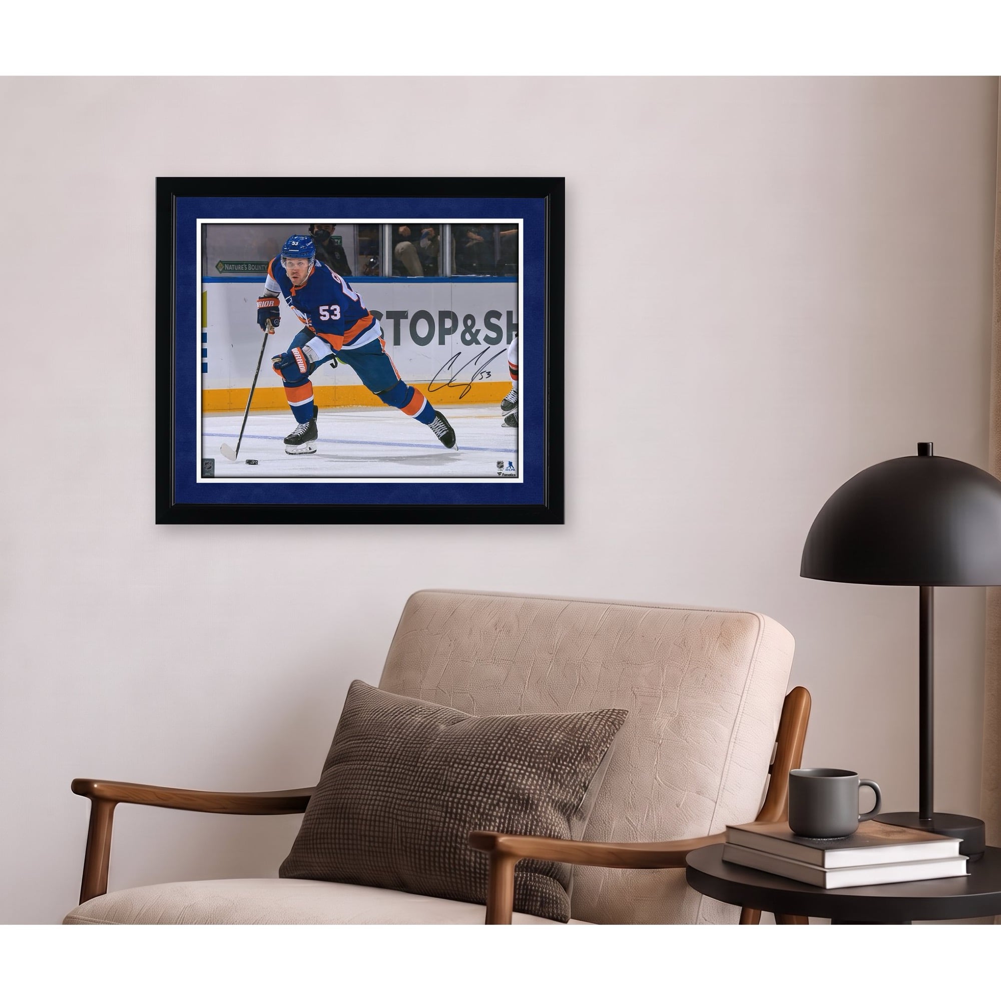 Casey Cizikas New York Islanders Autographed 16" x 20" Blue Jersey Skating with Puck Photograph