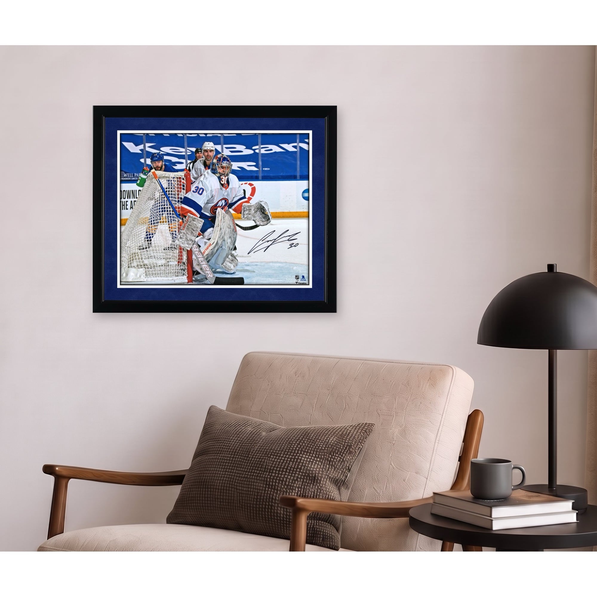 Ilya Sorokin New York Islanders Autographed 16" x 20" White Jersey in Net Photograph