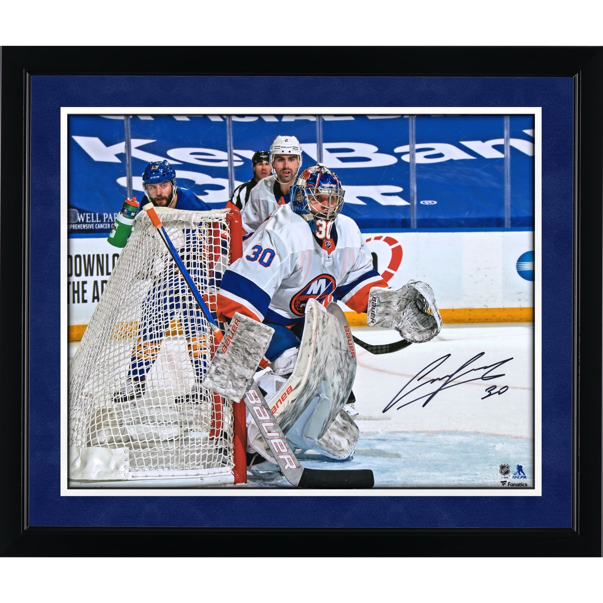 Ilya Sorokin New York Islanders Autographed 16" x 20" White Jersey in Net Photograph