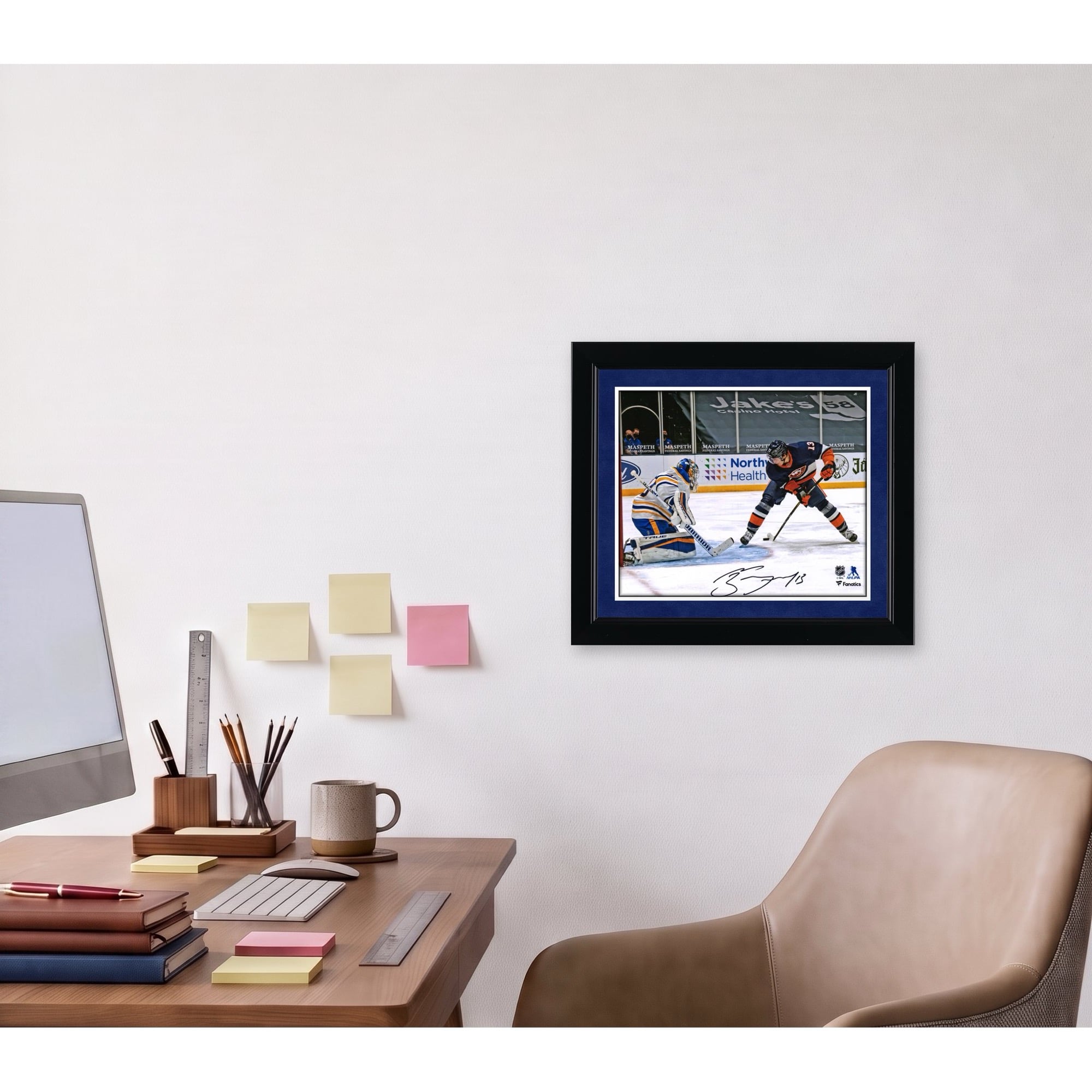 Mathew Barzal New York Islanders Autographed 8" x 10" Goal Between The Legs vs. Buffalo Sabres Photograph