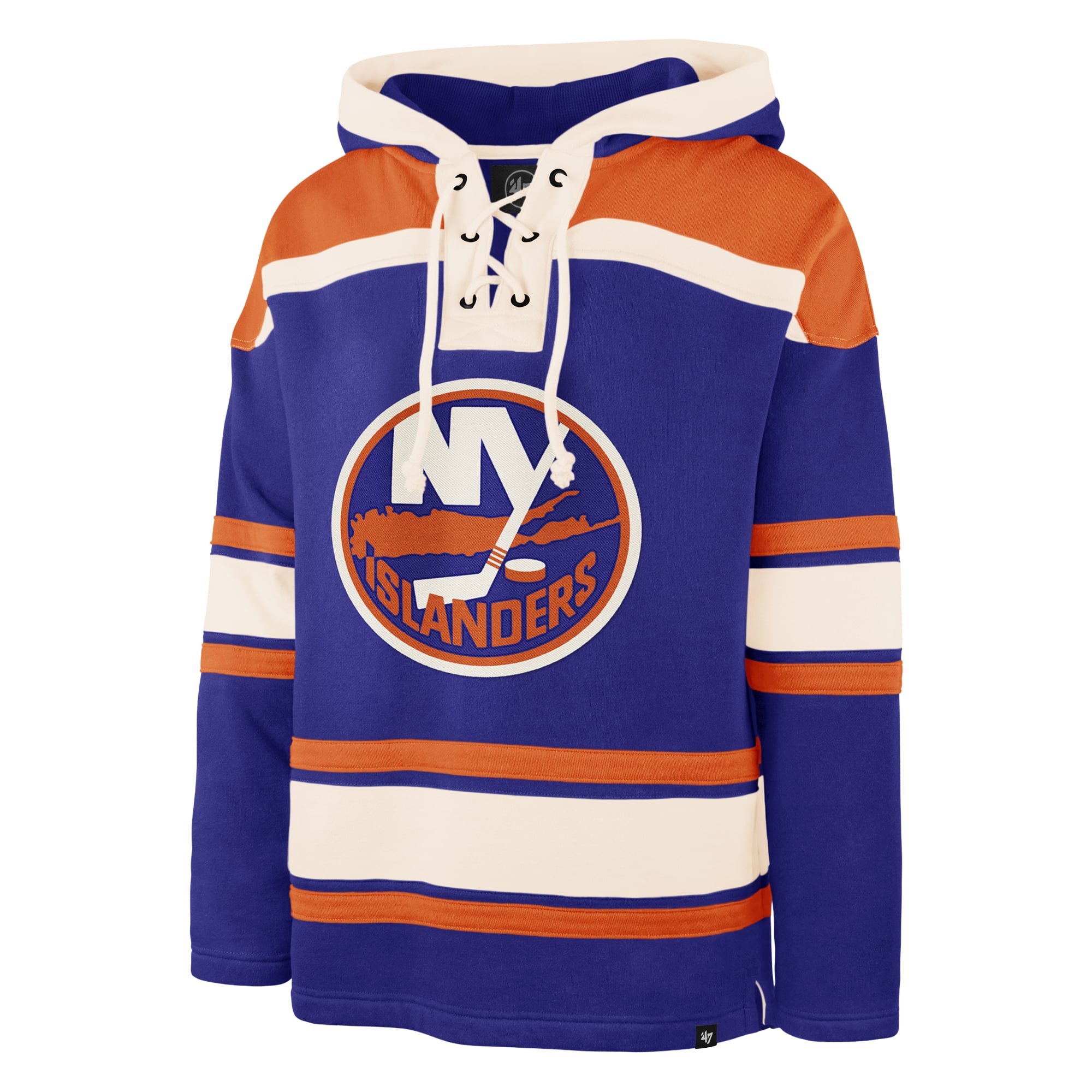 Sweat à capuche Lacer pour homme, modèle 47 Matthew Schaefer Royal, avec nom et numéro du joueur des Islanders de New York.