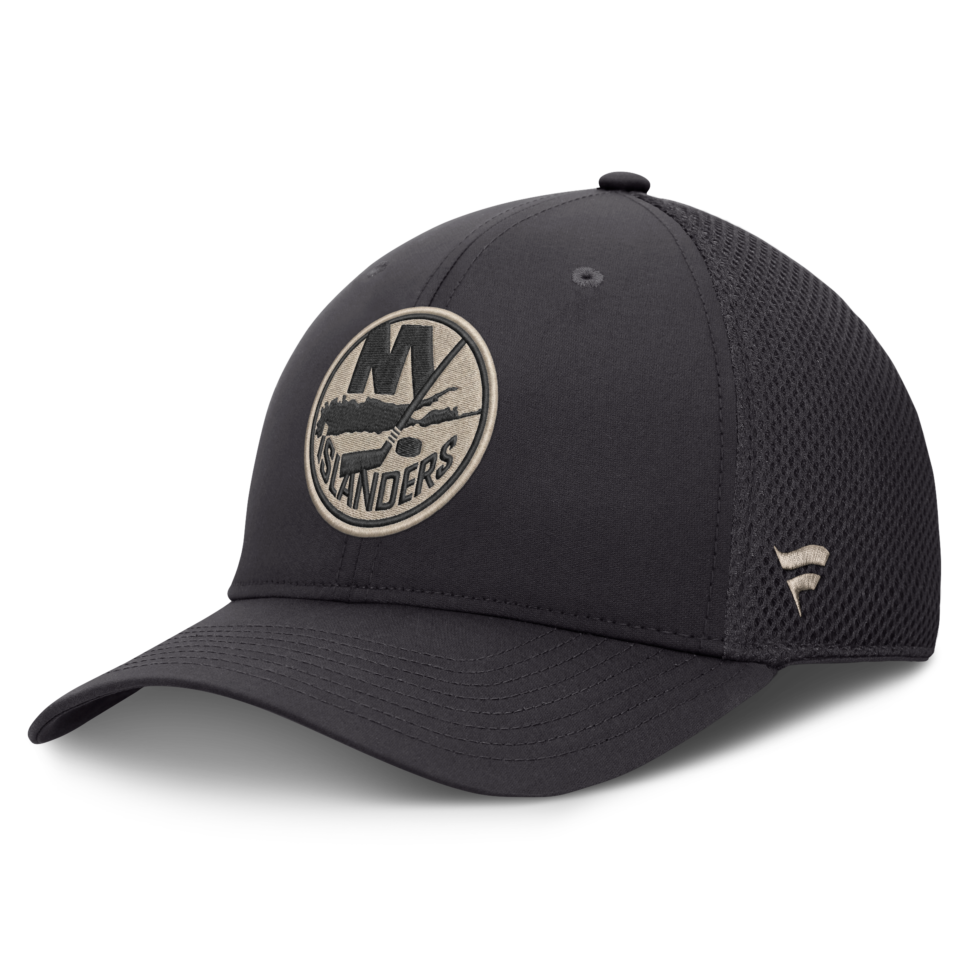 Casquette Fanatics Charcoal New York Islanders Road Meshback Stretch pour homme