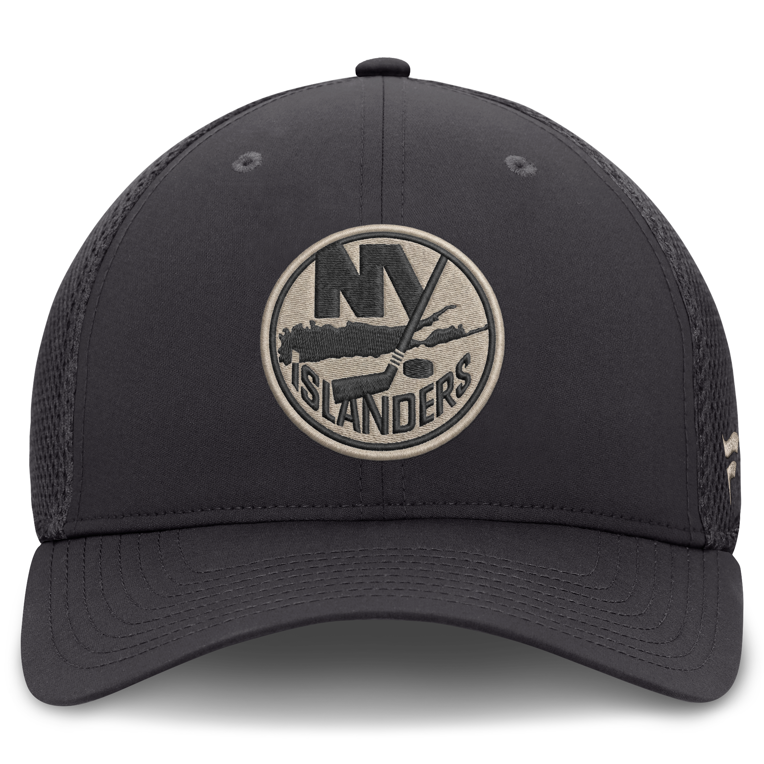 Casquette Fanatics Charcoal New York Islanders Road Meshback Stretch pour homme