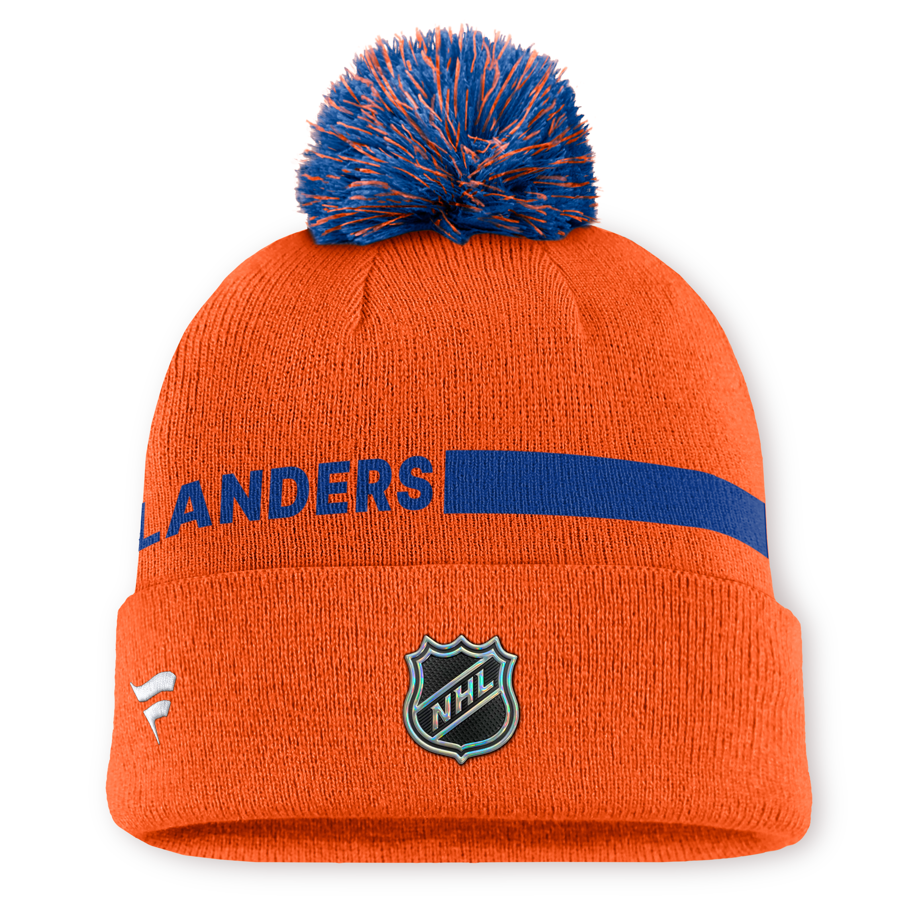 Bonnet à revers Fanatics orange authentique New York Islanders avec pompon